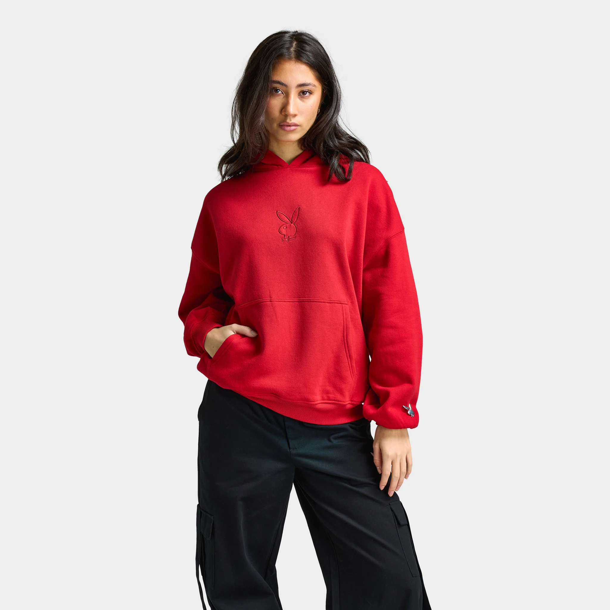 Playboy Script Oversized Hoodie / Red