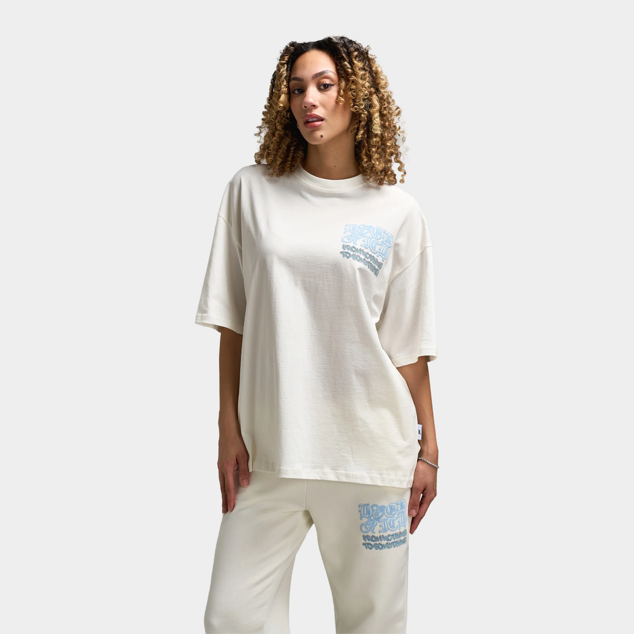 Hoodrich Women's Jewel Oversized Tee Blanc De Blanc / Clear Sky