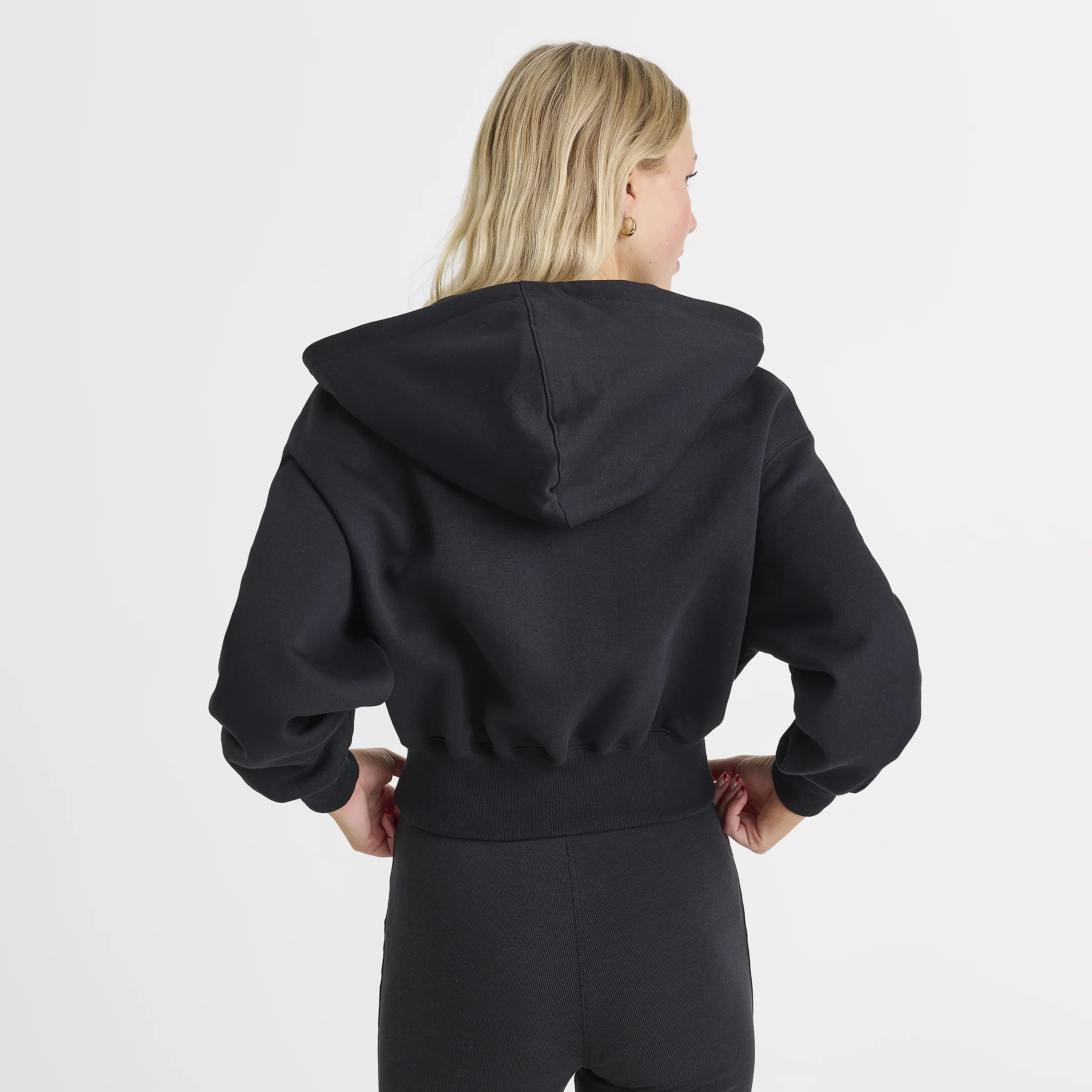 Nike Sportswear Women's Phoenix Fleece Loose Crop Full-Zip Hoodie Black / Sail