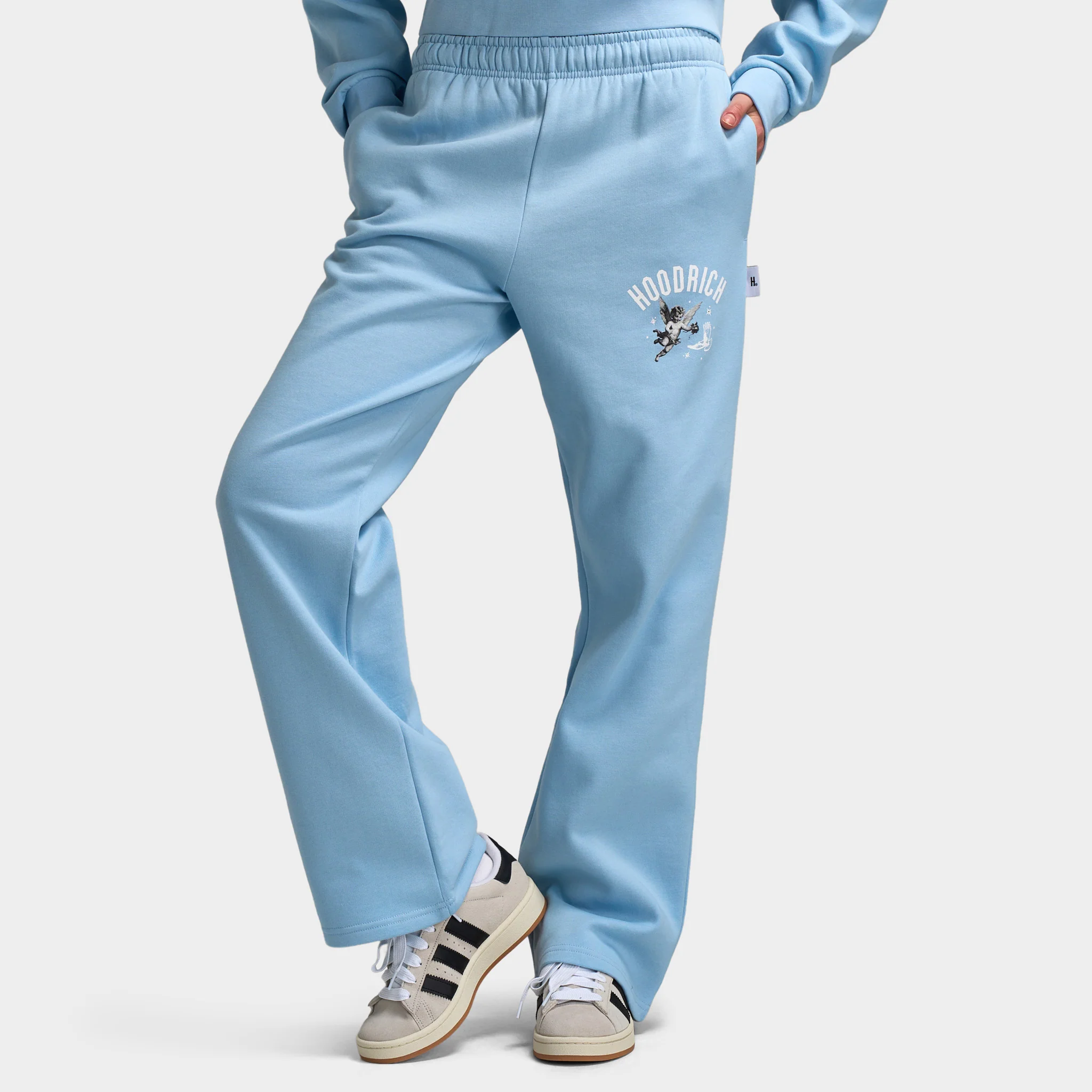 Hoodrich Women's Grace Wide Leg Rhinestone Joggers Clear Sky / White