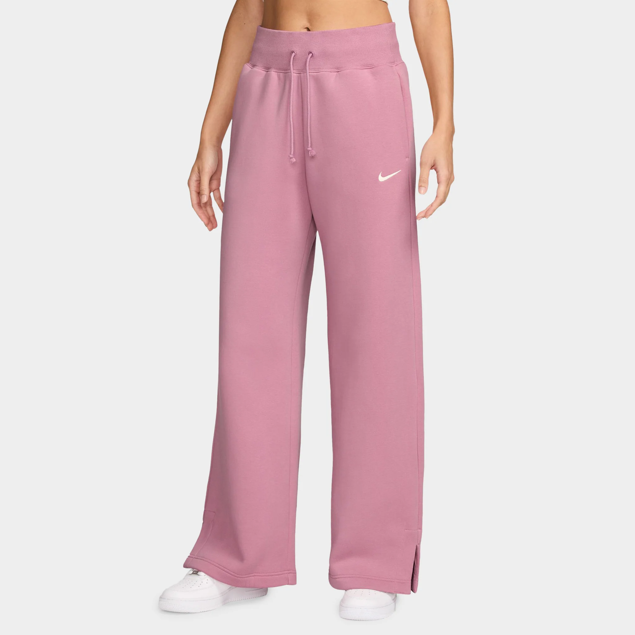 Nike Sportswear Women's Phoenix Fleece High Waisted Wide Leg Tracksuit Bottoms Elemental Pink / Sail