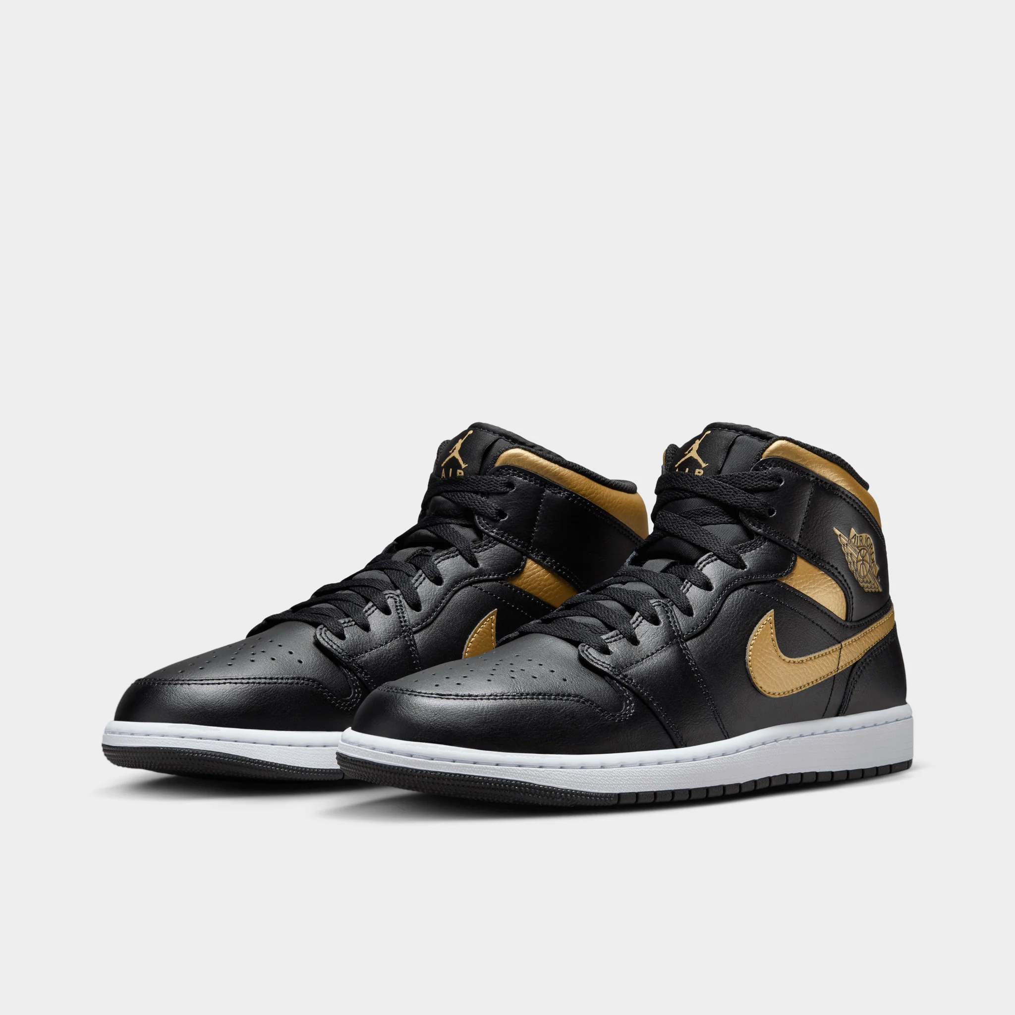 Jordan 1 Mid Black / Metallic Gold - White