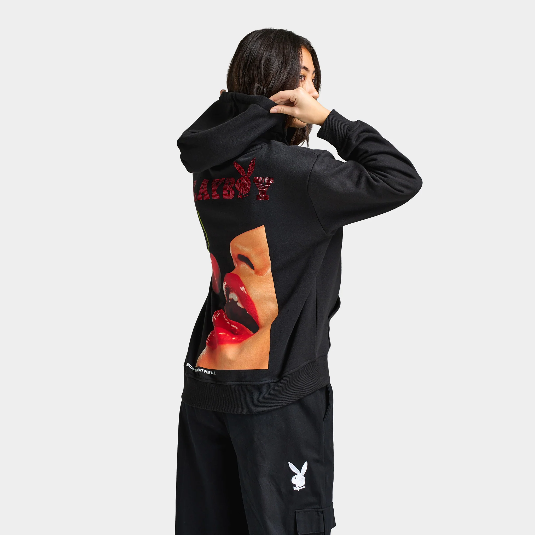 Playboy Cherry Diamonte Hoodie / Black