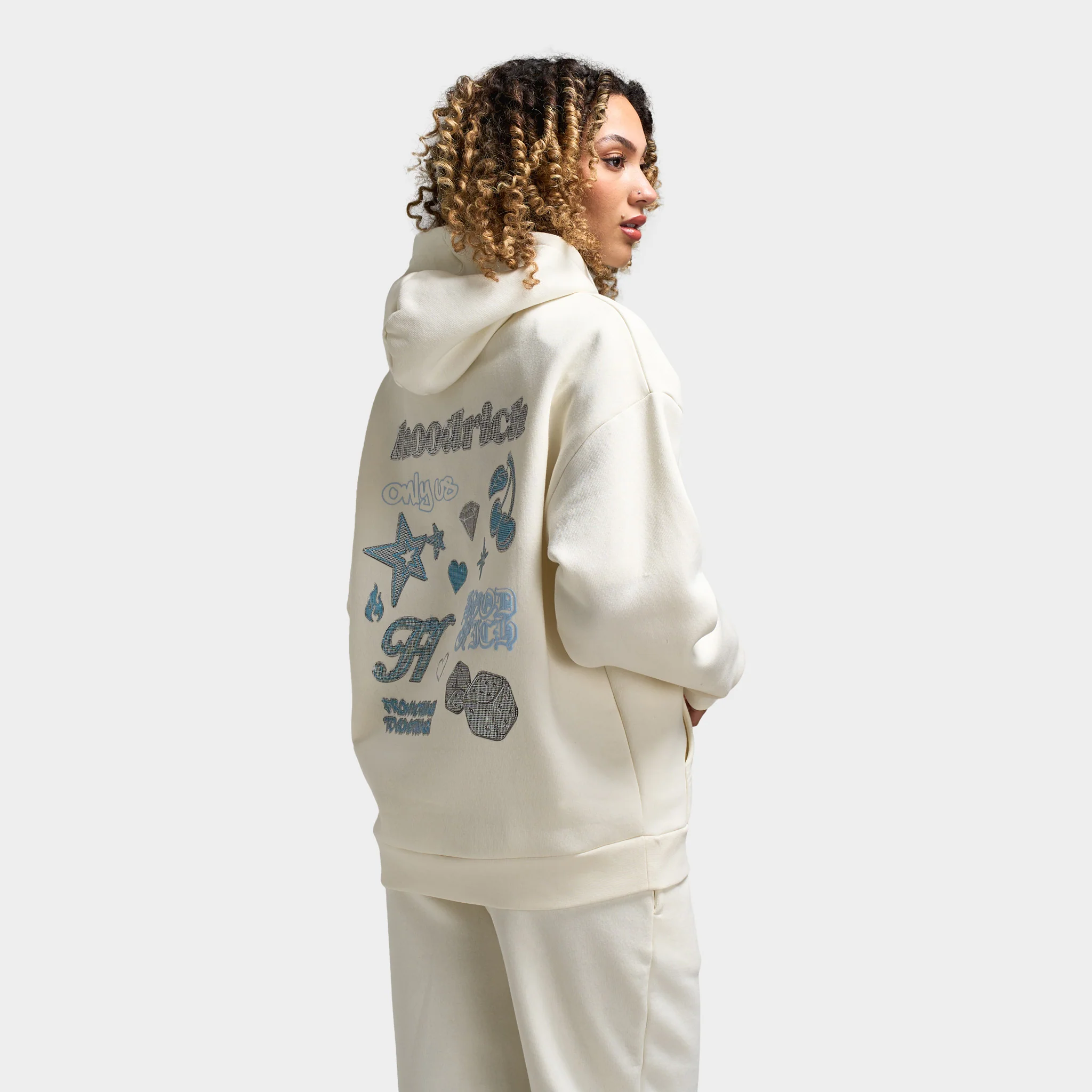 Hoodrich Women's Jewel Oversized Hoodie Blanc De Blanc / Clear Sky