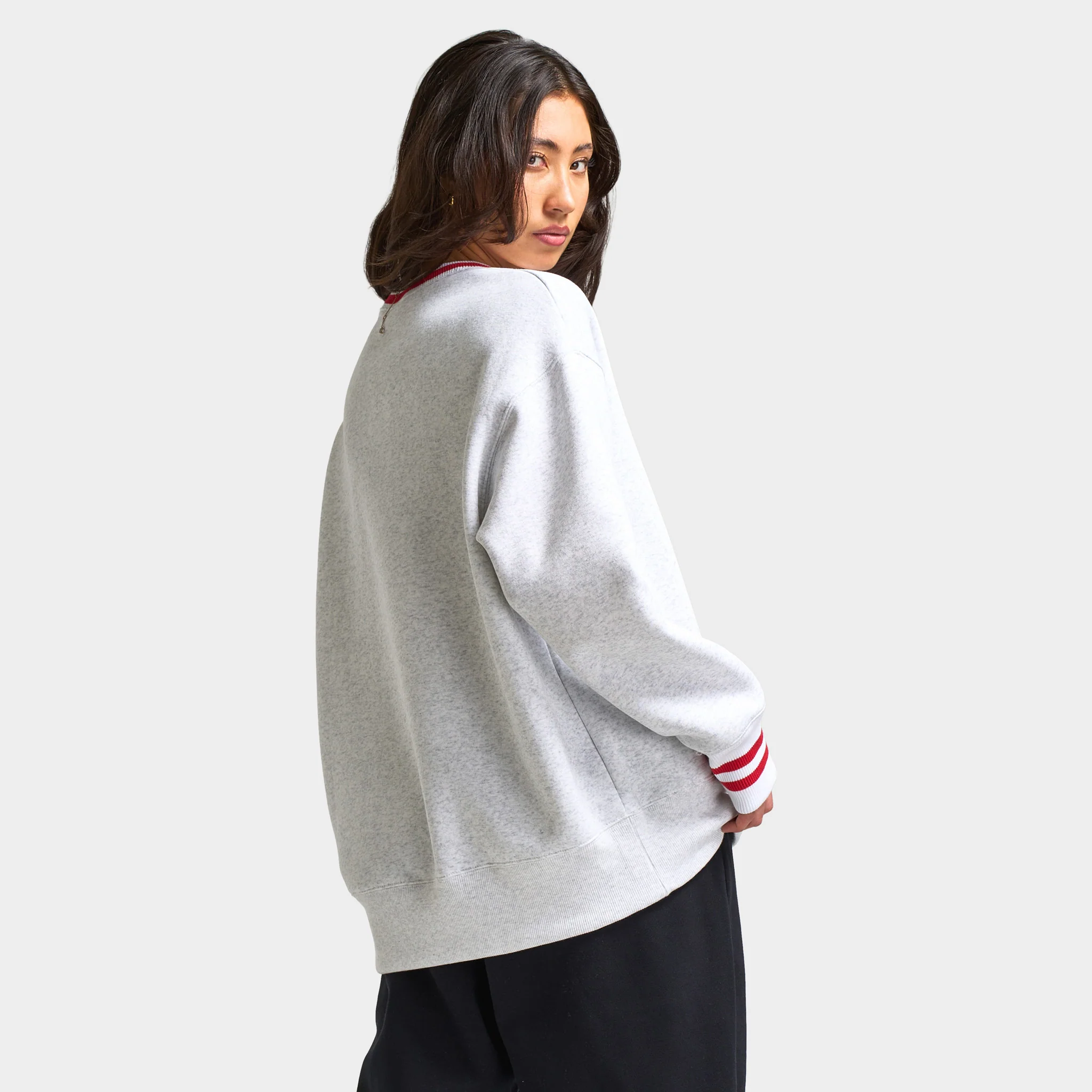 Nike Sportswear Women's Graphic Oversized Long Crewneck Sweatshirt / Birch Heather
