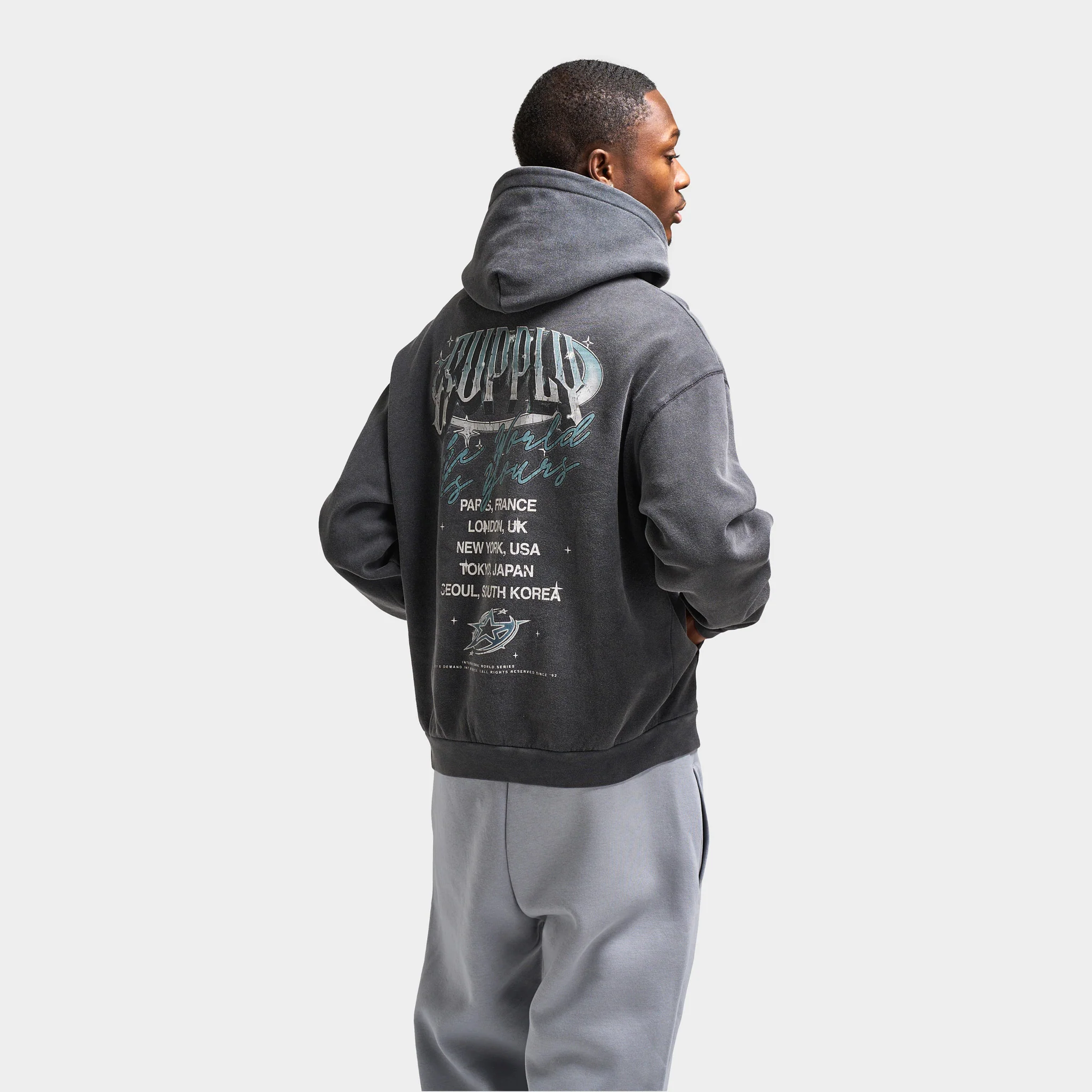 Supply & Demand Chrome Star Pullover Hoodie / Washed Black