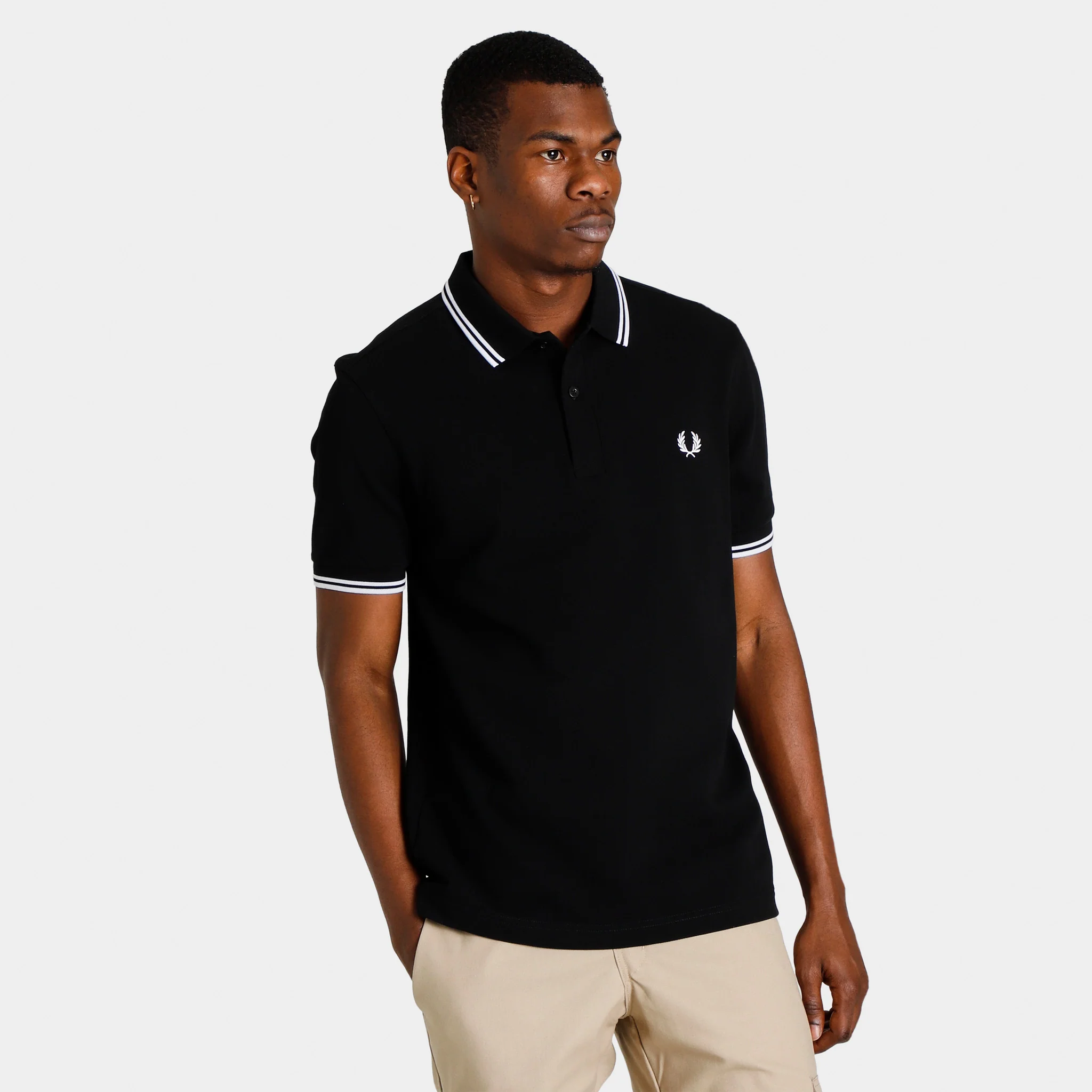 Fred Perry Twin Tipped Shirt Black / White - White