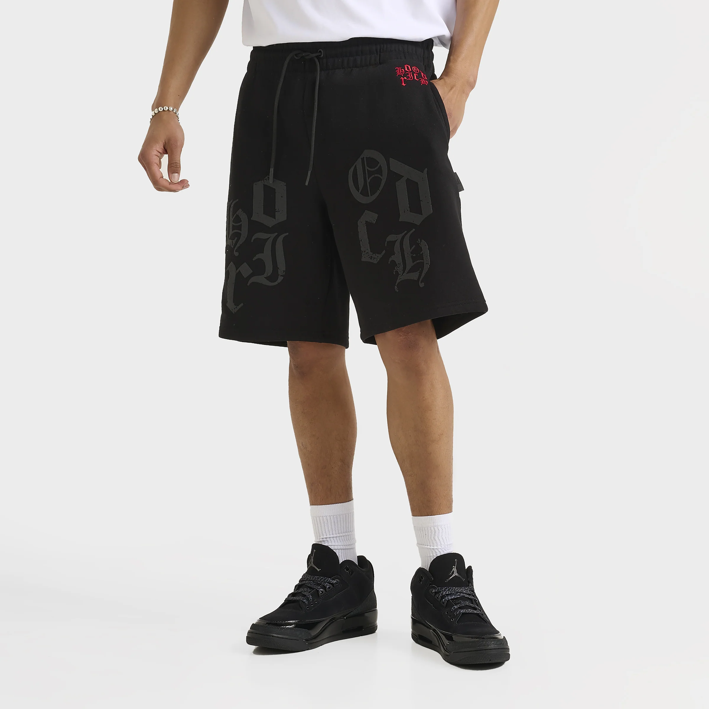 Hoodrich Crown Oversized Shorts Black / Lychee