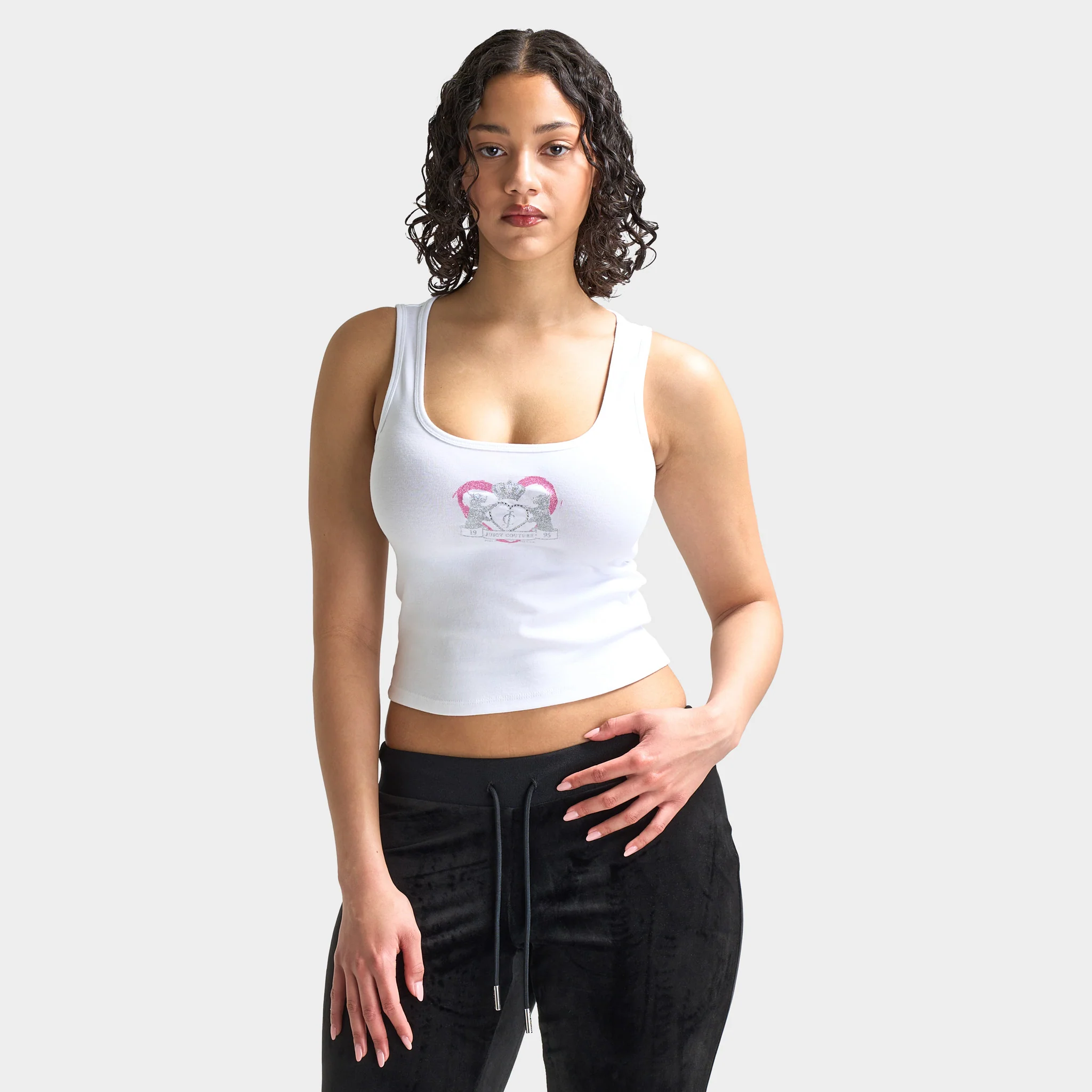Juicy Couture Women's Cropped Fitted Graphic Tank / White
