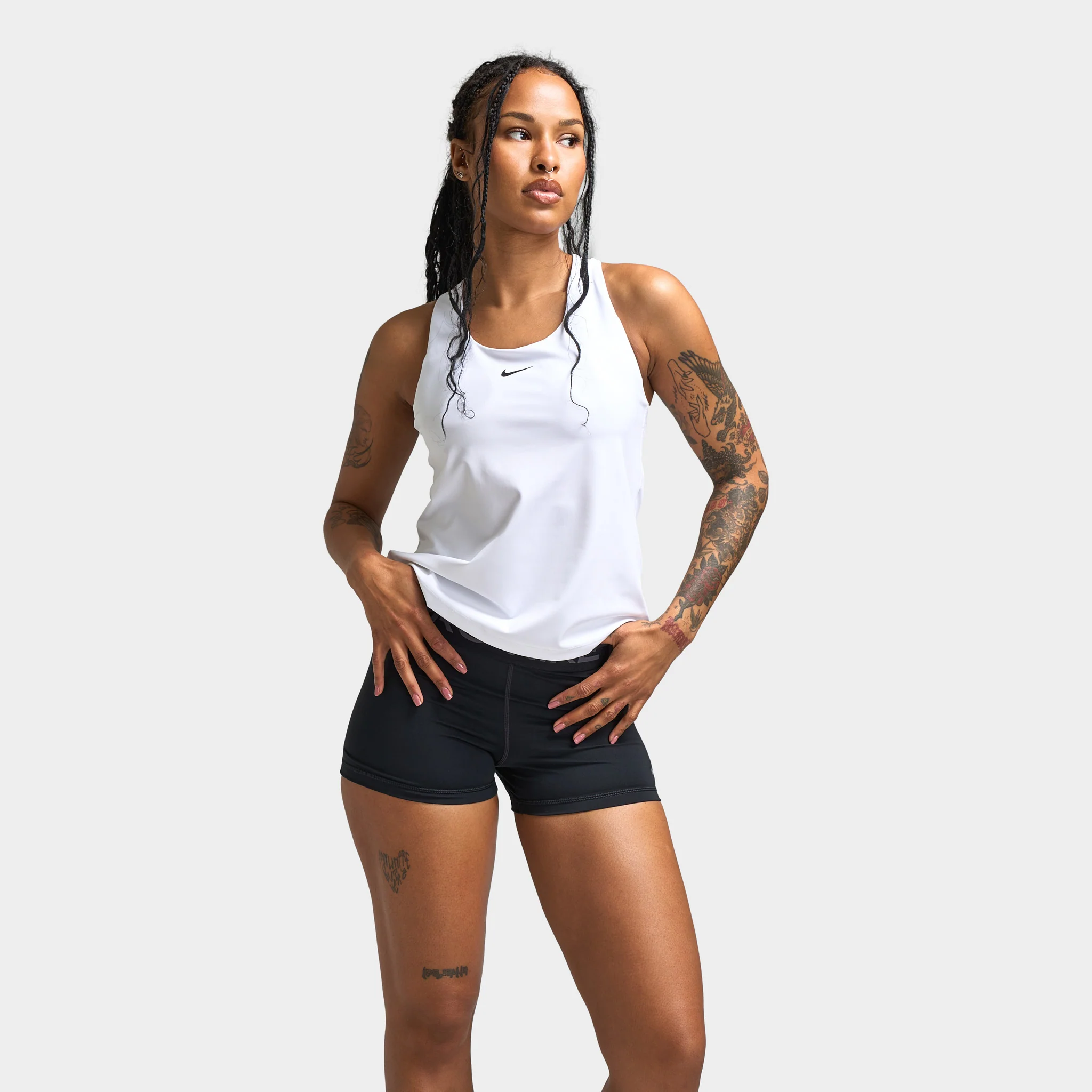 Nike Swoosh Women's Medium Support Padded Sports Bra Tank White / Stone Mauve - Black