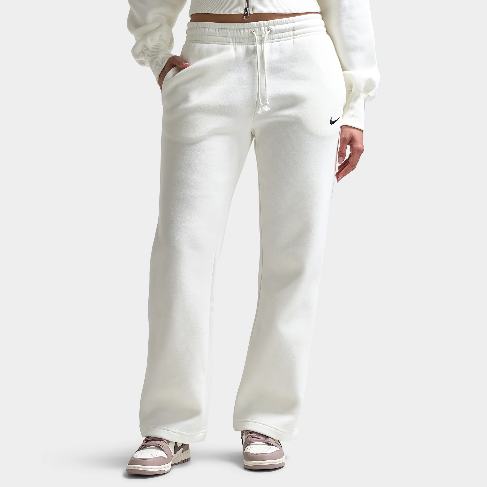 Nike Sportswear Women's Phoenix Fleece Mid-Rise Open-Hem Pants Sail / Black