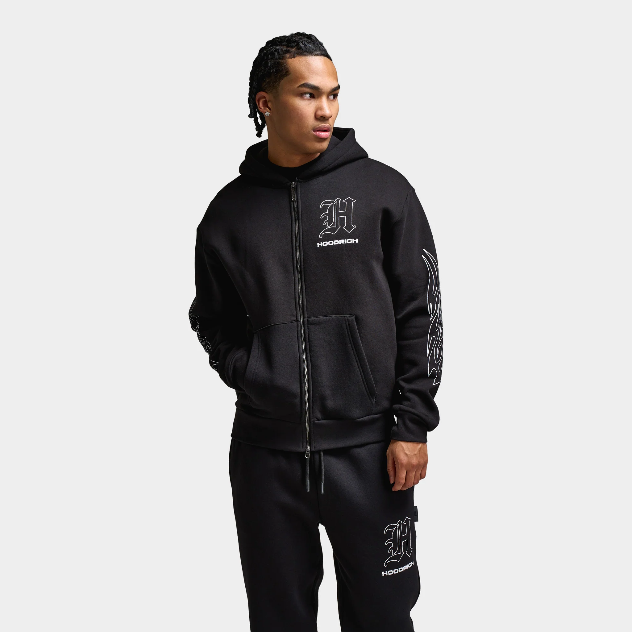 Hoodrich Oversized Chromatic Full Zip Hoodie Black / Grey