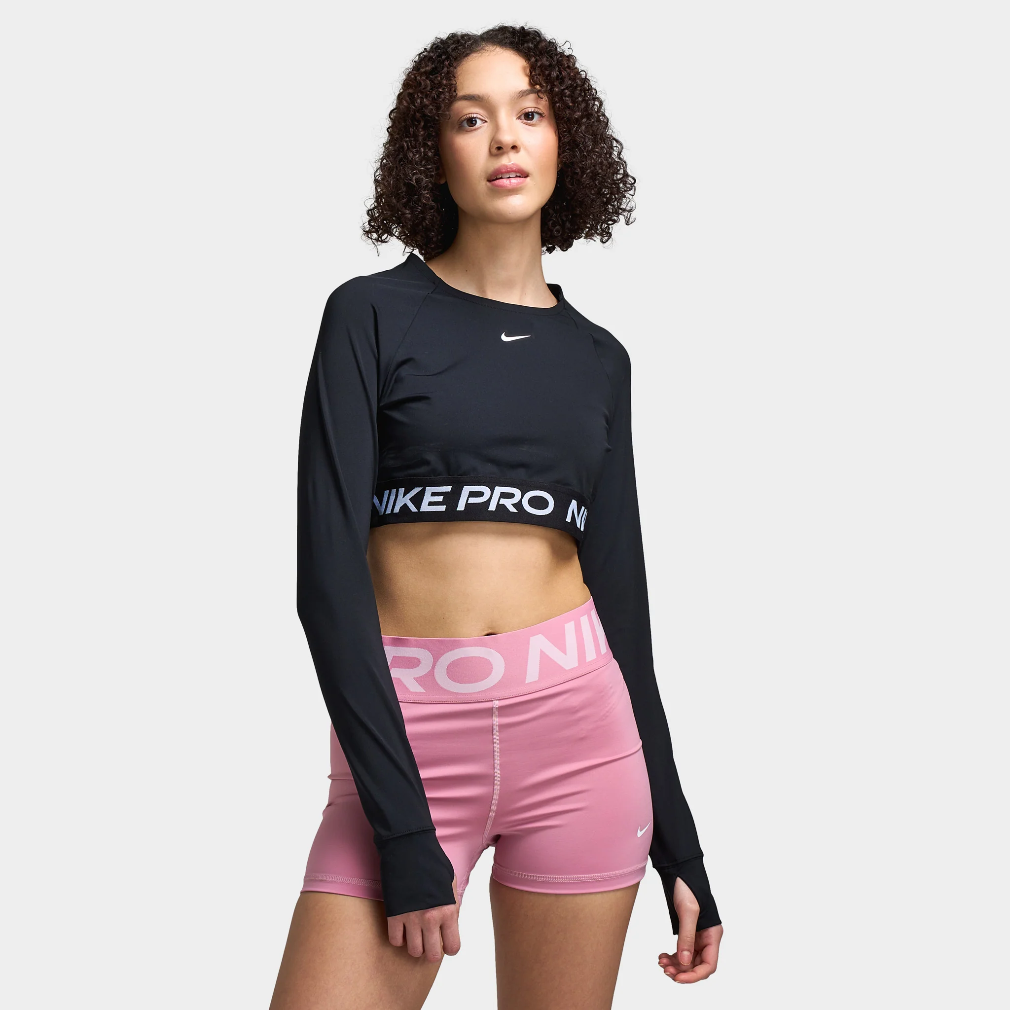 Nike Women's Pro 365 Dri-FIT Cropped Long Sleeve Top Black / White