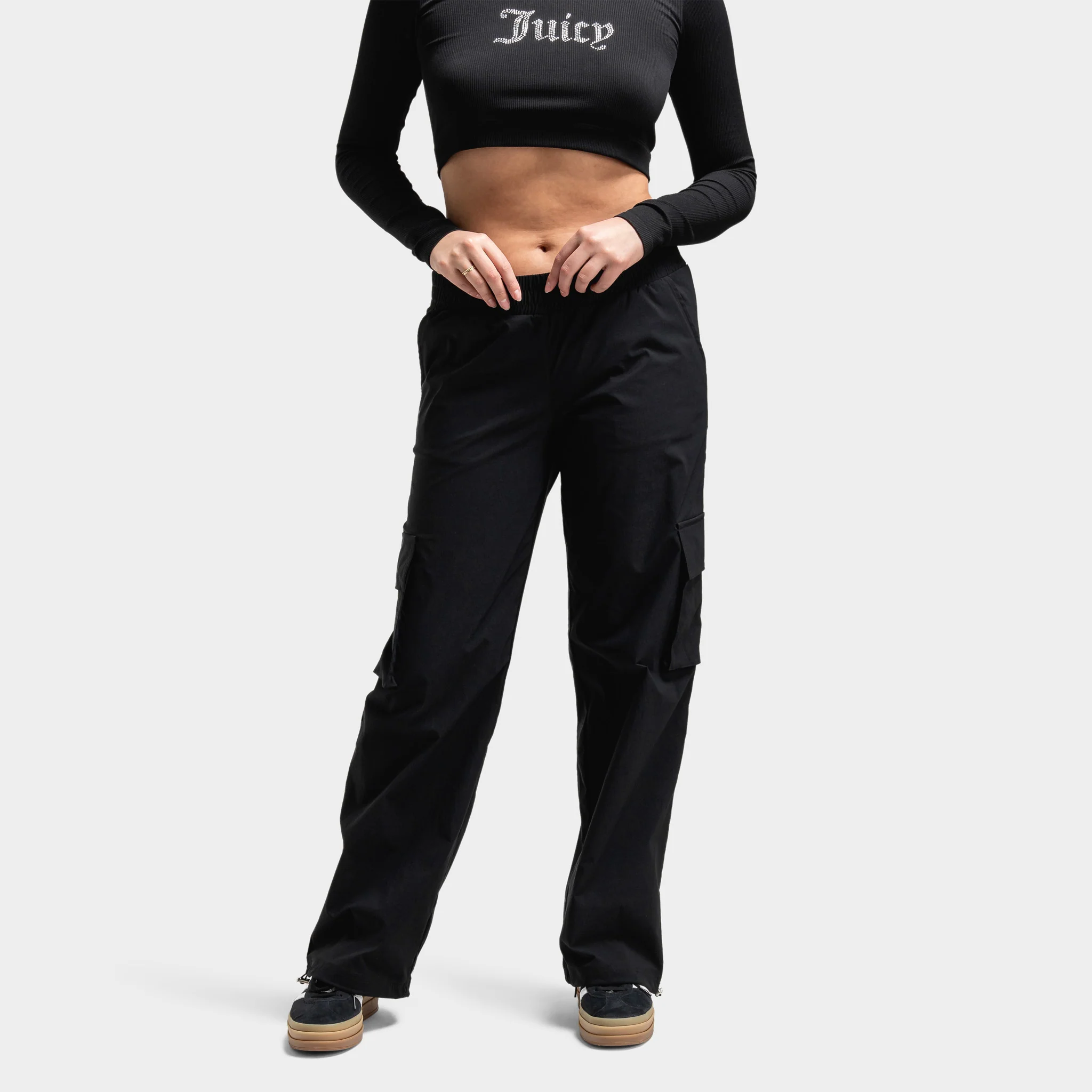 Juicy Couture Women's Wide Leg Cargo Utility Pants / Black