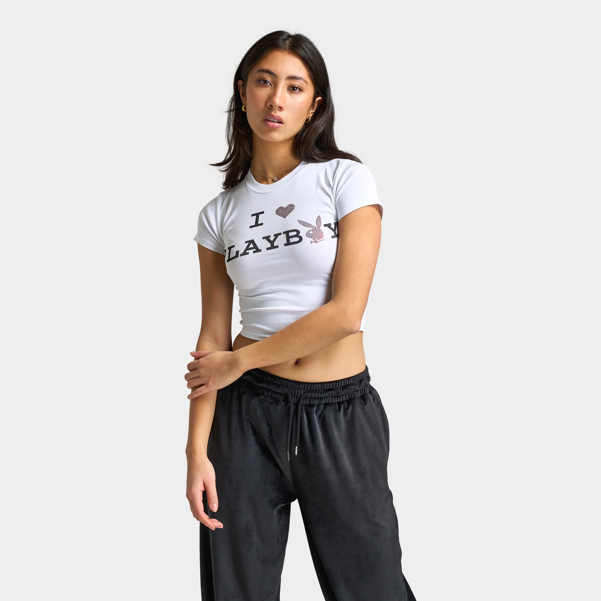 Playboy I Love Playboy Baby Tee / White