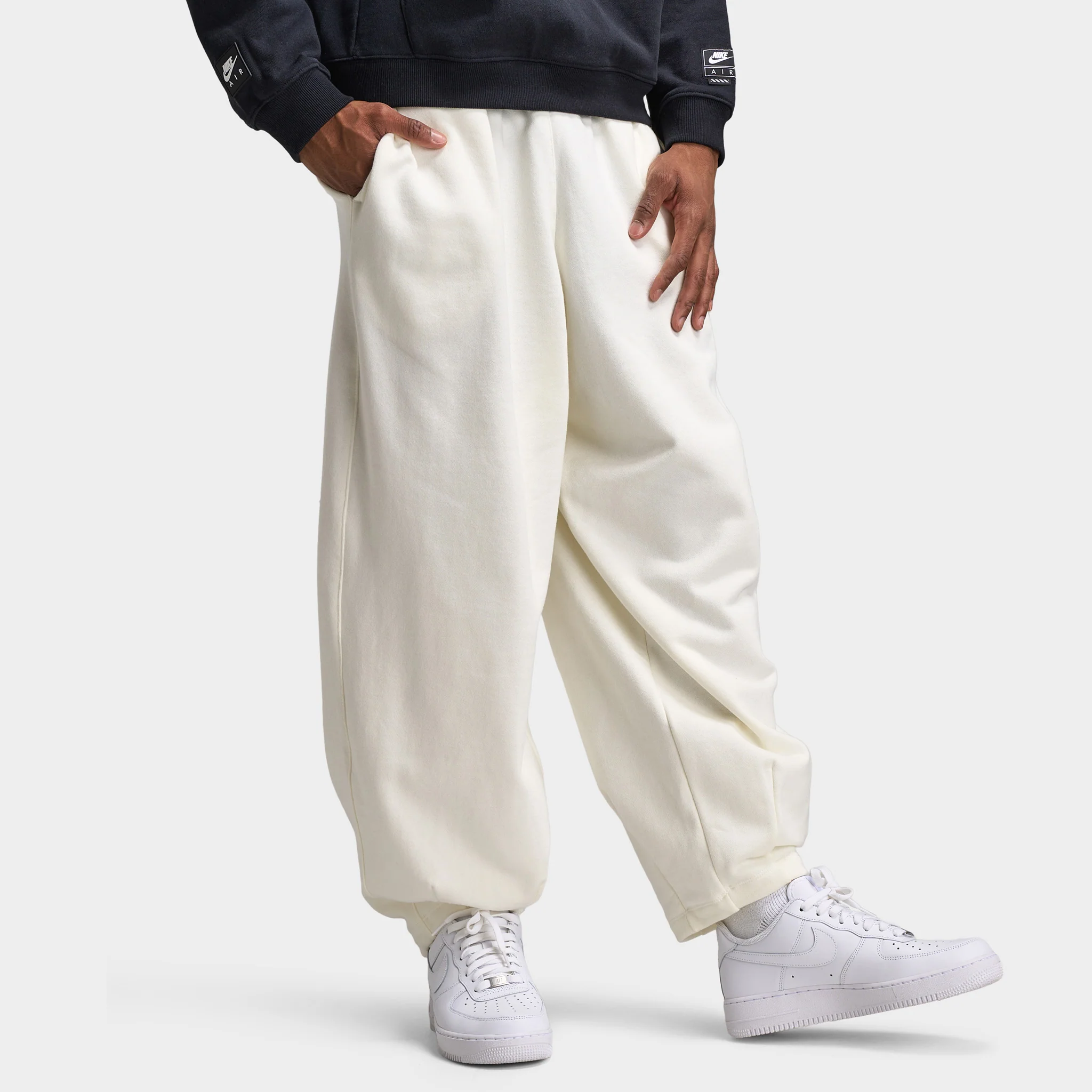 Nike Club Fleece French Terry Oversized Pants Sail / Sail - Black