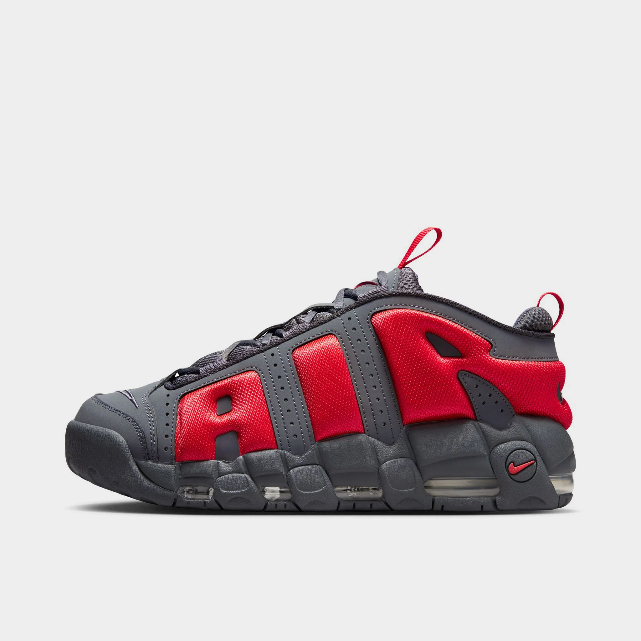 Nike Air More Uptempo Low Dark Grey / Crimson - Metallic Sil