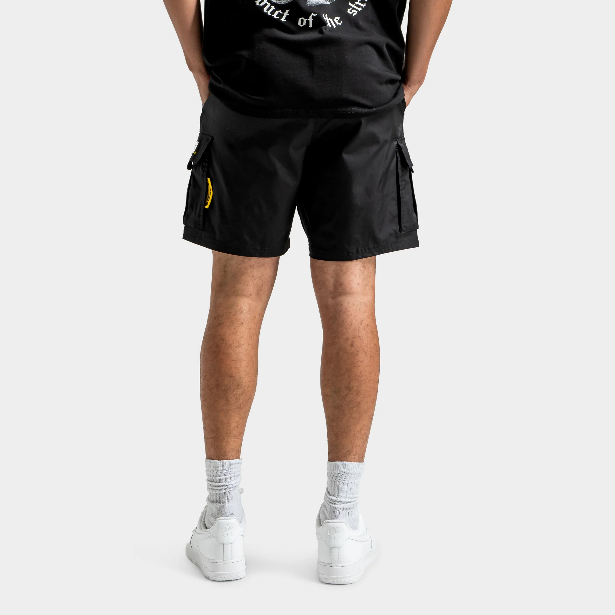 Hoodrich Defense Woven Cargo Shorts Black / White - Cyber Yellow