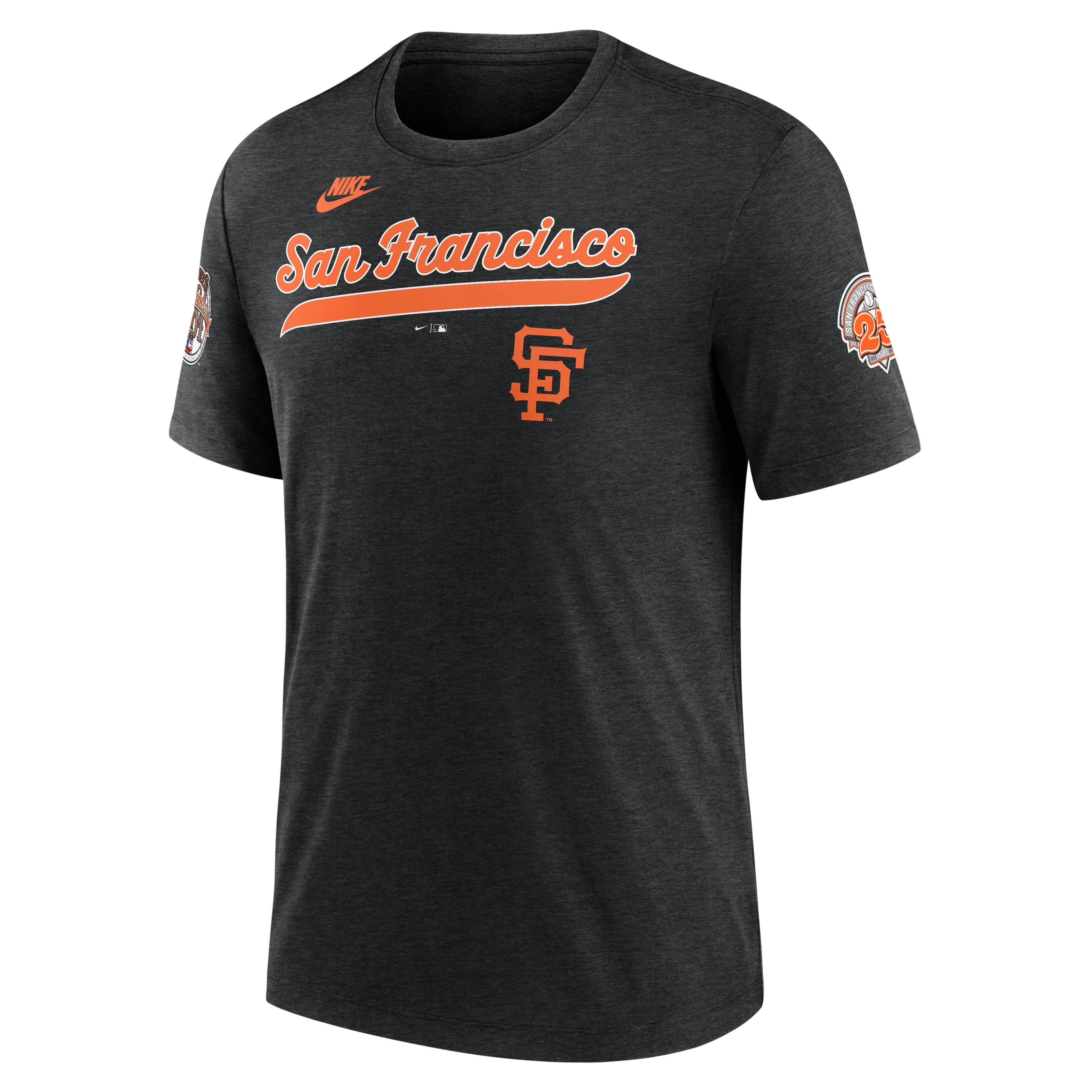 Nike San Francisco Giants Cooperstown Collection Eras Tri-Blend T-Shirt-Heather Black
