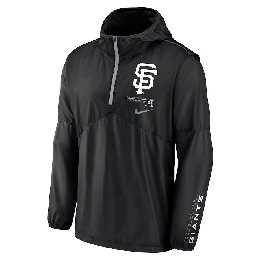 Nike Men's San Francisco Giants Authentic Night Game Performance Half-Zip Windbreaker - Black