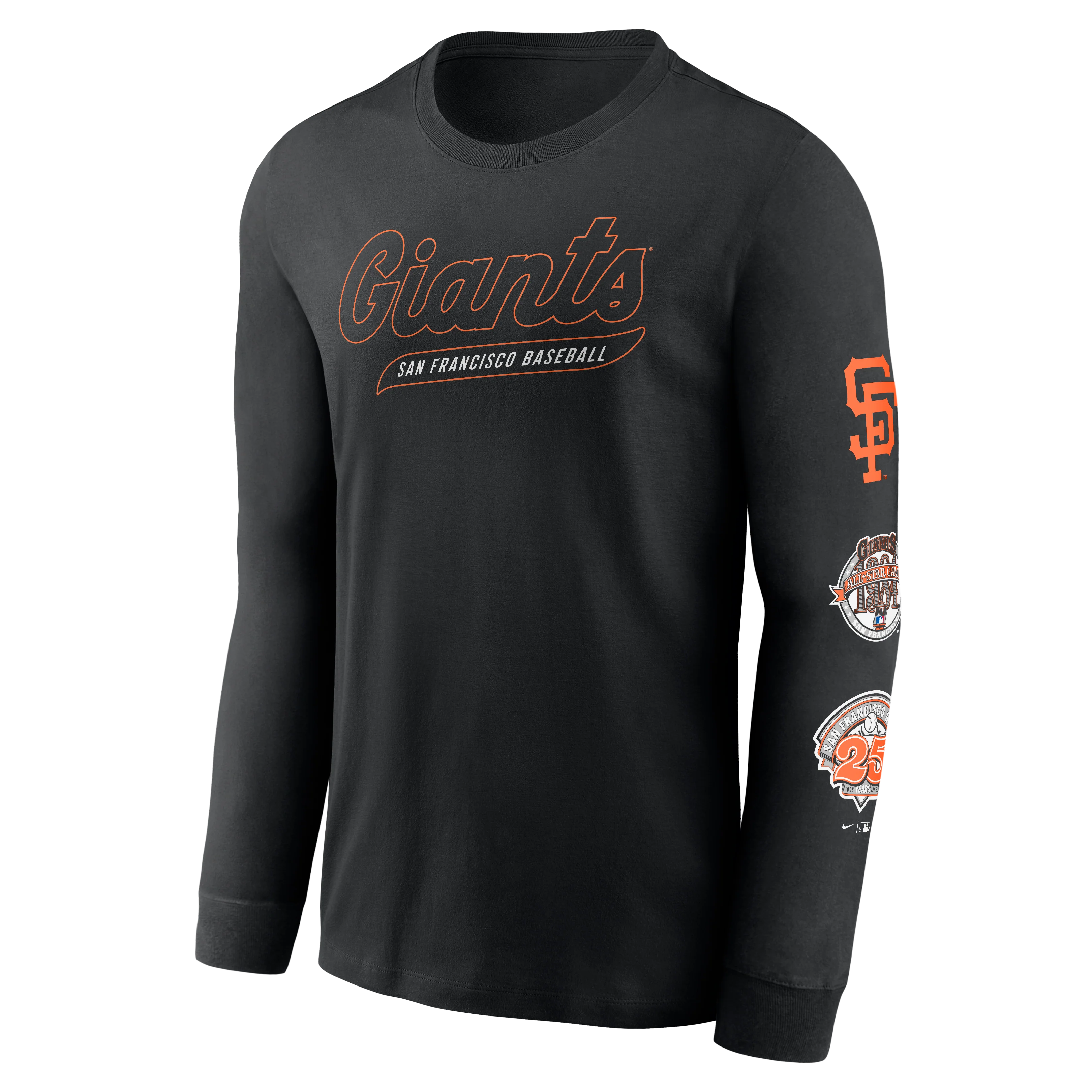 Nike San Francisco Giants Cooperstown Collection Knockout Long Sleeve T-Shirt-Black
