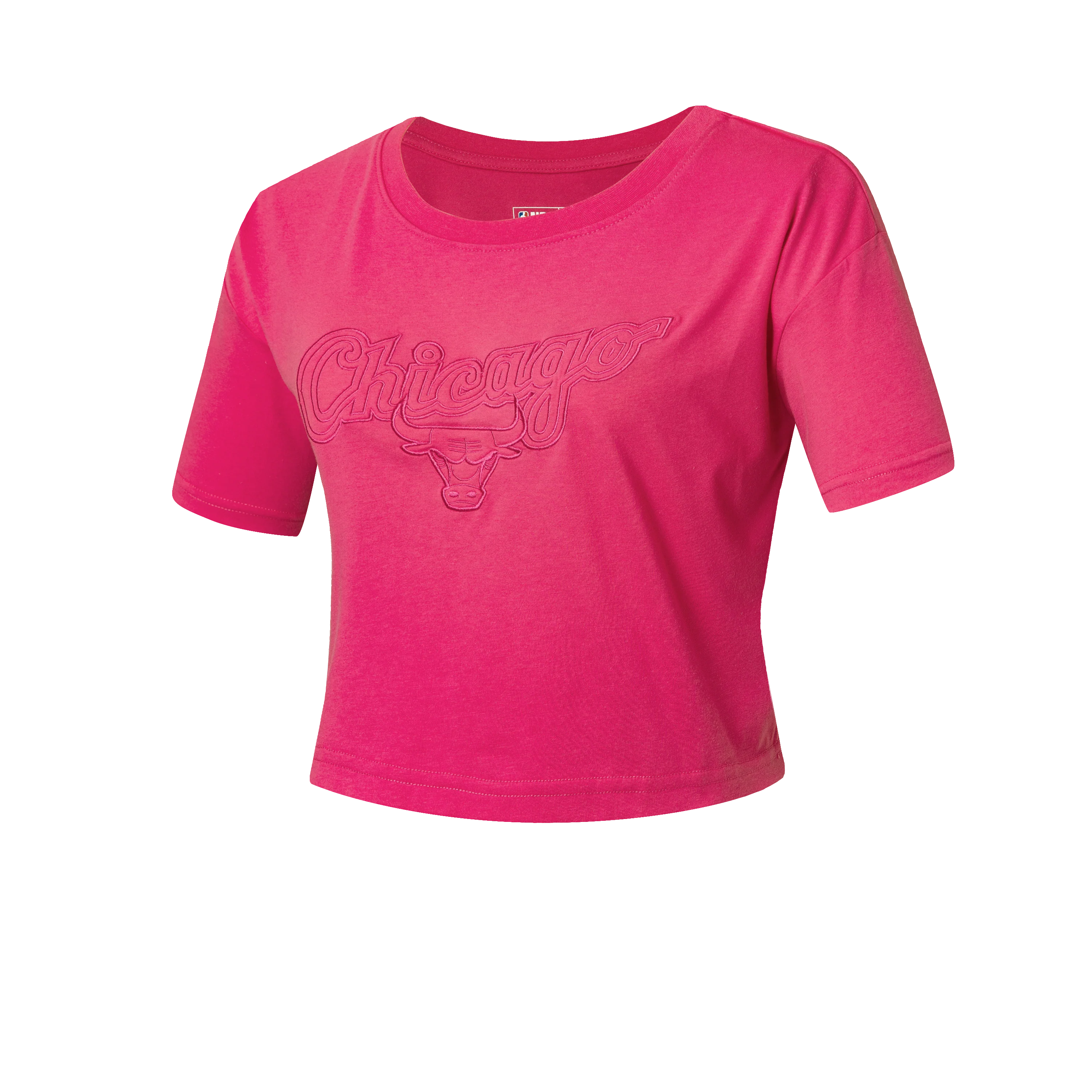 NBA Wordmark Embroidery Boxy Fit Cropped Top - PINK BULLS