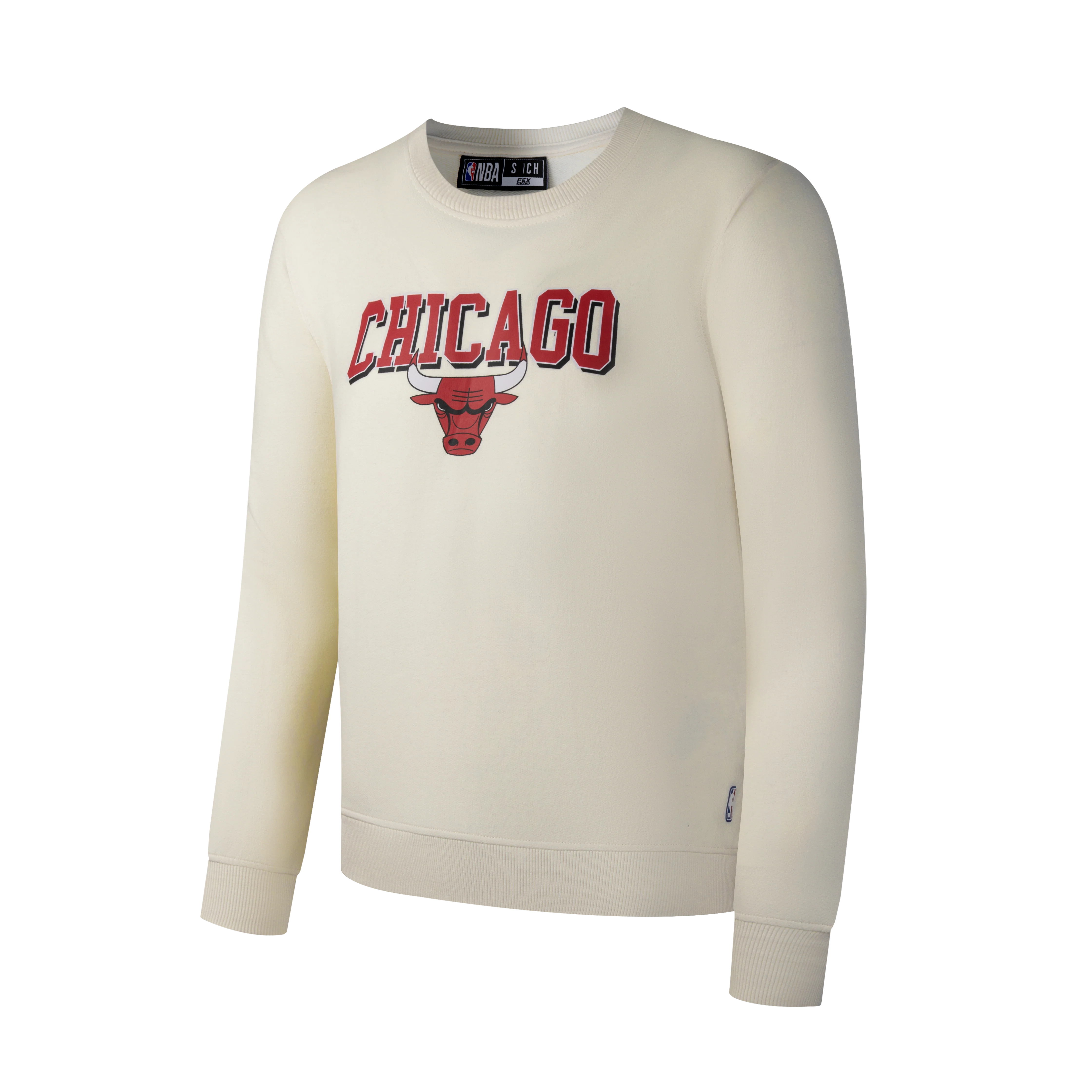 NBA Team Print Loose Fit Sweatshirt - OFF WHITE1, BULLS