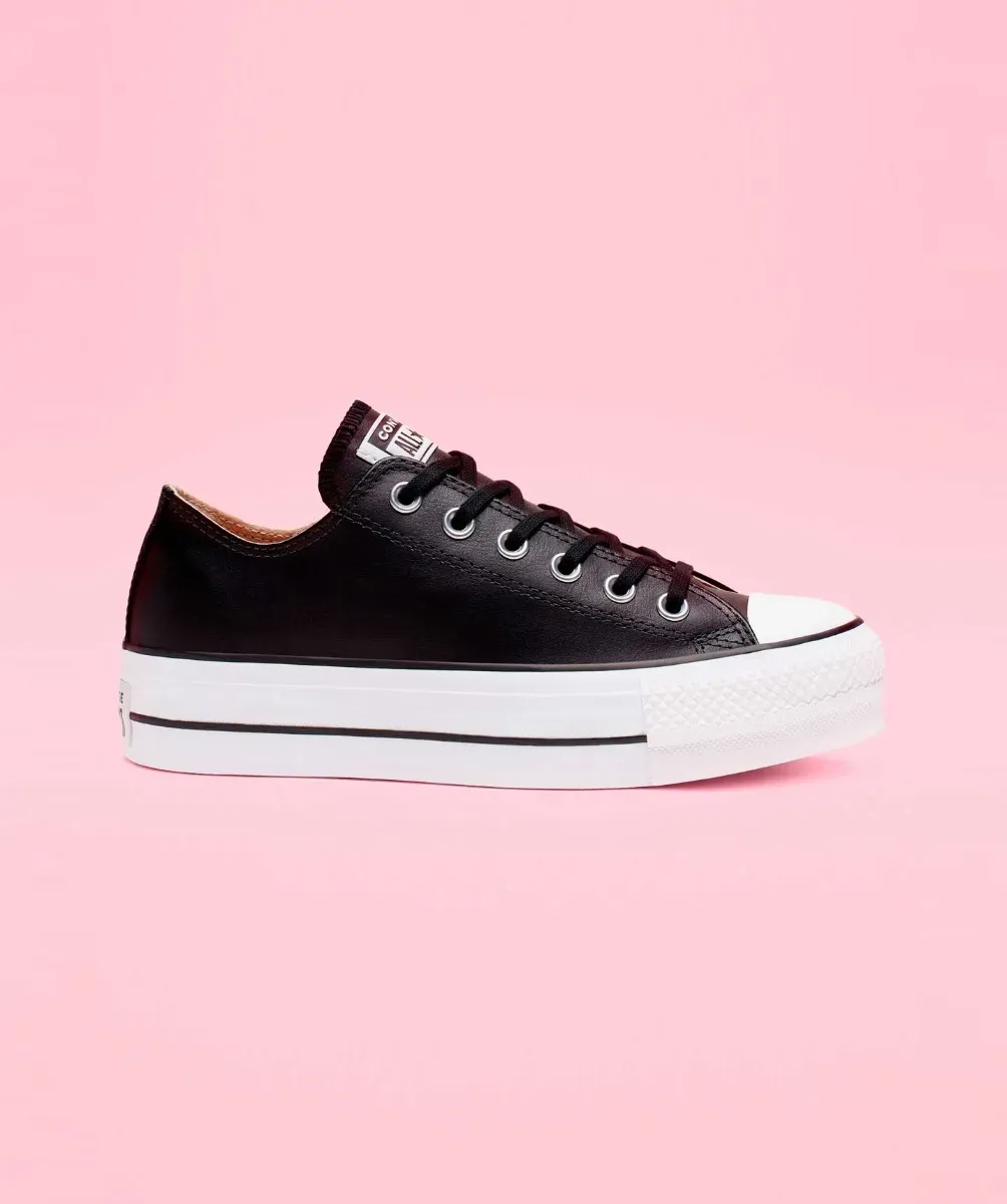 Tenis Converse de Plataforma Lift Negros en Choclo de Piel para Mujer