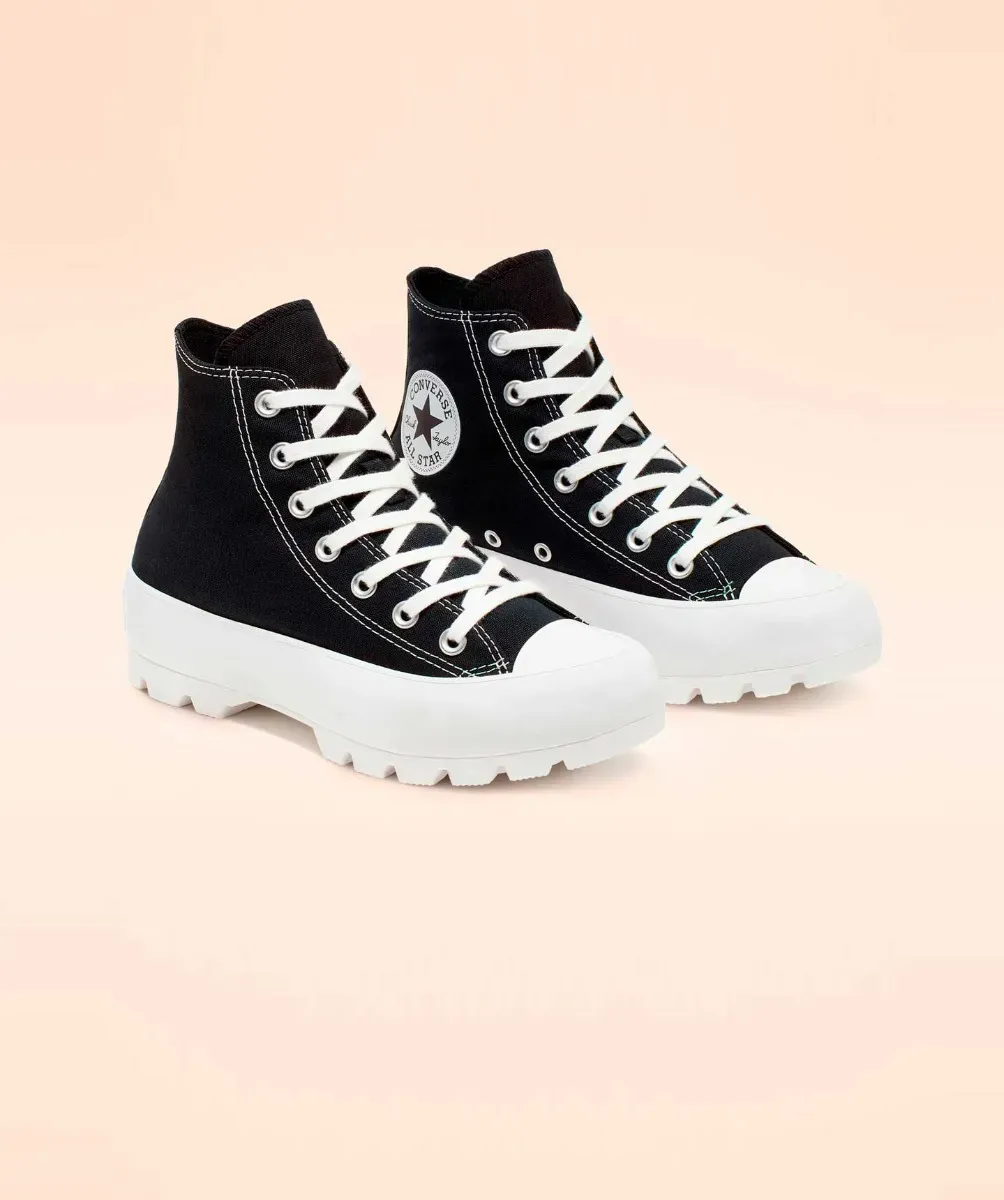 Tenis Converse de Plataforma Lugged Negros en Bota de Lona para Mujer