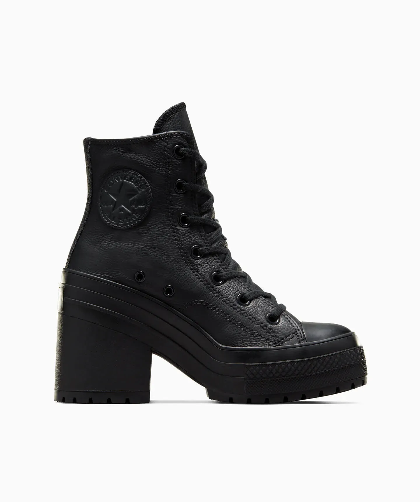 Tenis Converse de Plataforma Chuck 70 De Luxe Heel Negros en Bota de Piel para Mujer