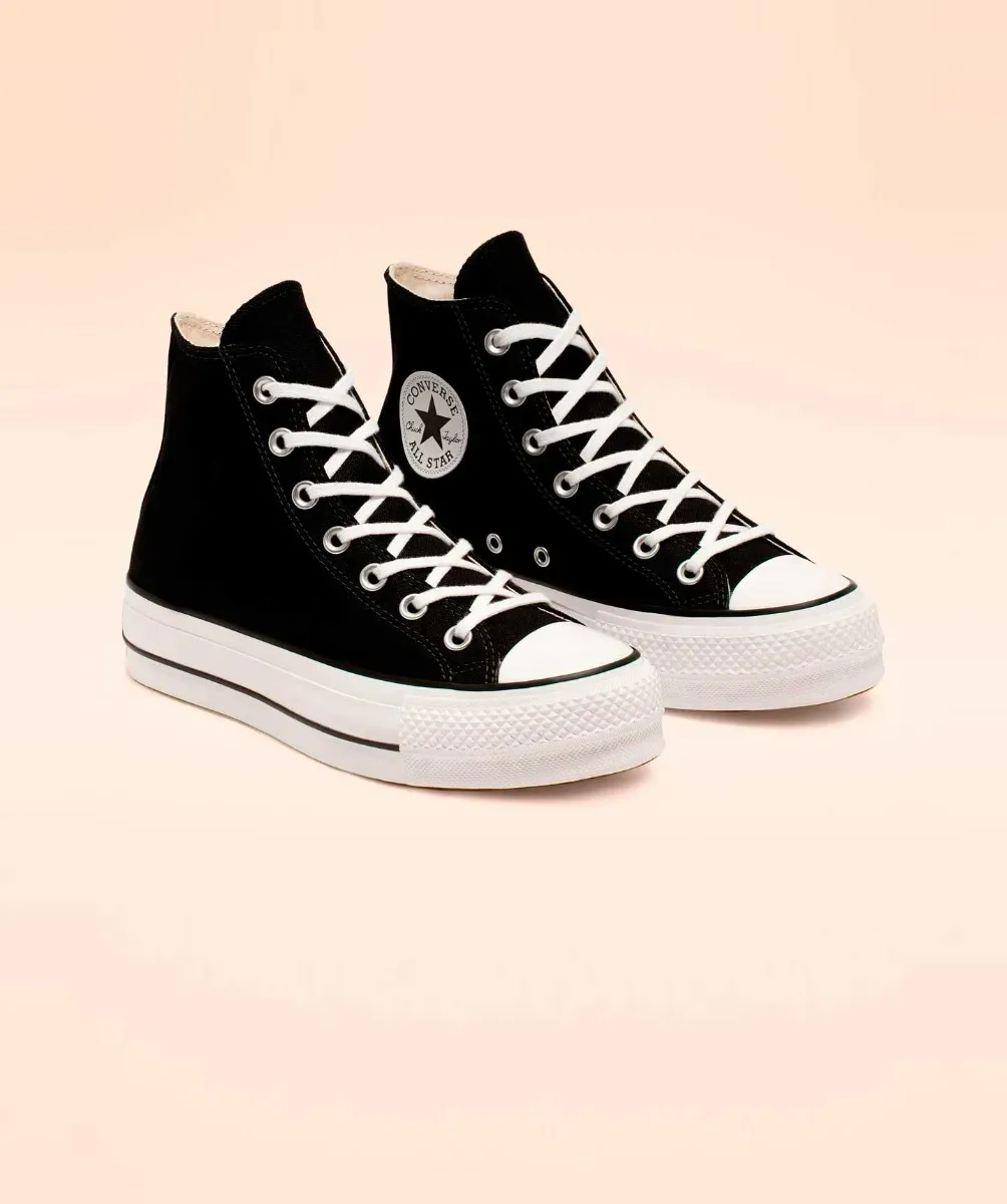 Tenis Converse de Plataforma Lift Negros en Bota de Lona para Mujer
