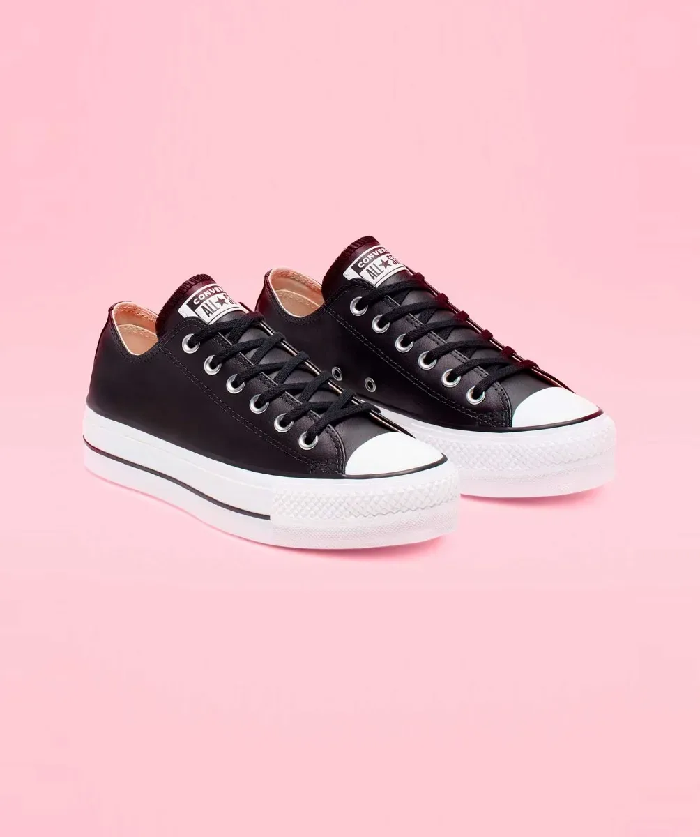 Tenis Converse de Plataforma Lift Negros en Choclo de Piel para Mujer