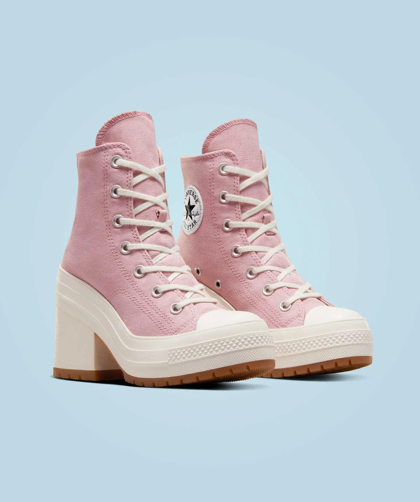 Tenis Converse de Plataforma Chuck 70 De Luxe Heel Rosas en Bota de Lona para Mujer
