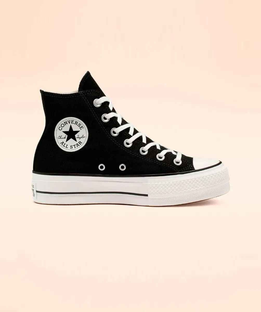 Tenis Converse de Plataforma Lift Negros en Bota de Lona para Mujer