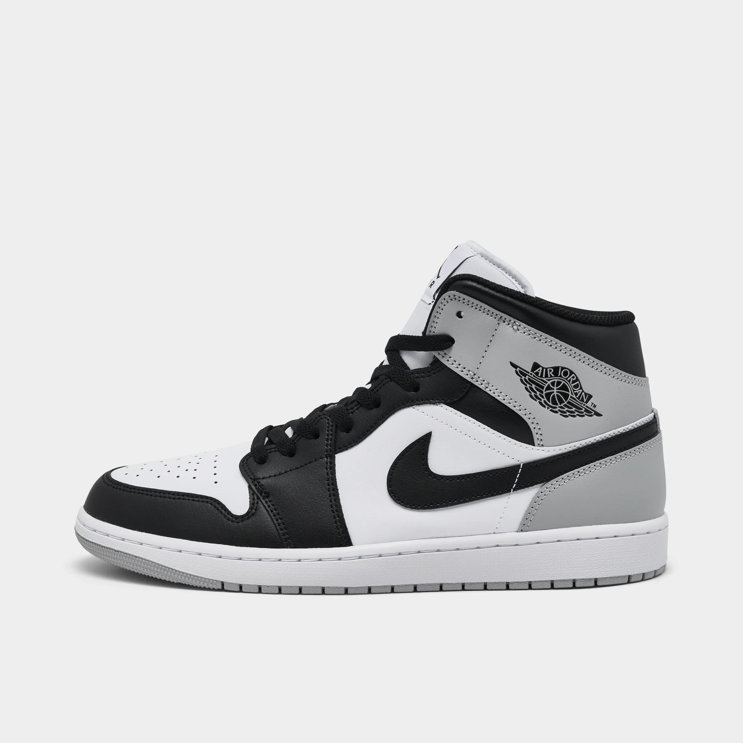 Jordan 1 Mid White / Black - Light Smoke Grey