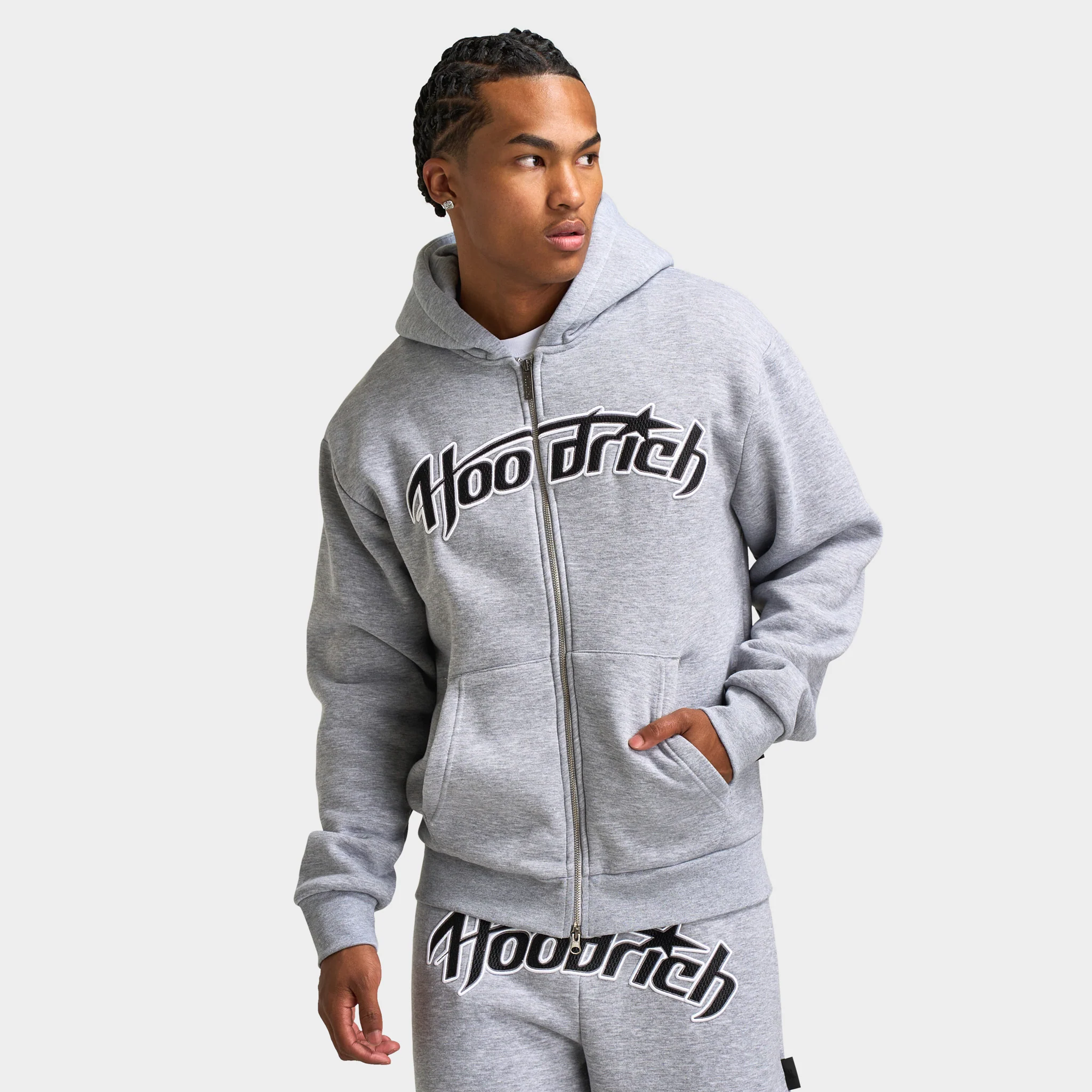Hoodrich Galaxy Oversized Zip-up Hoodie Heather Grey / Black