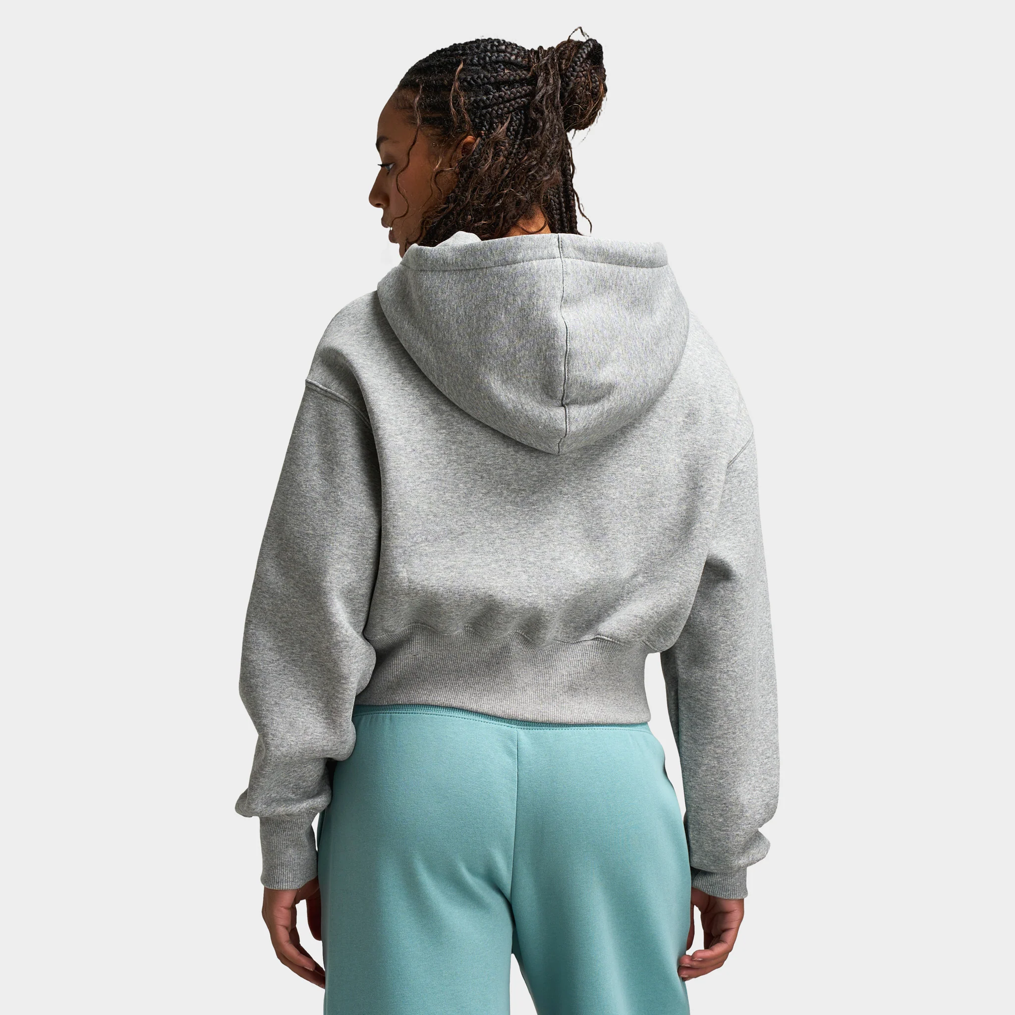 Nike Sportswear Phoenix Fleece Loose Crop Full Zip Hoodie Grey Heather / Sail