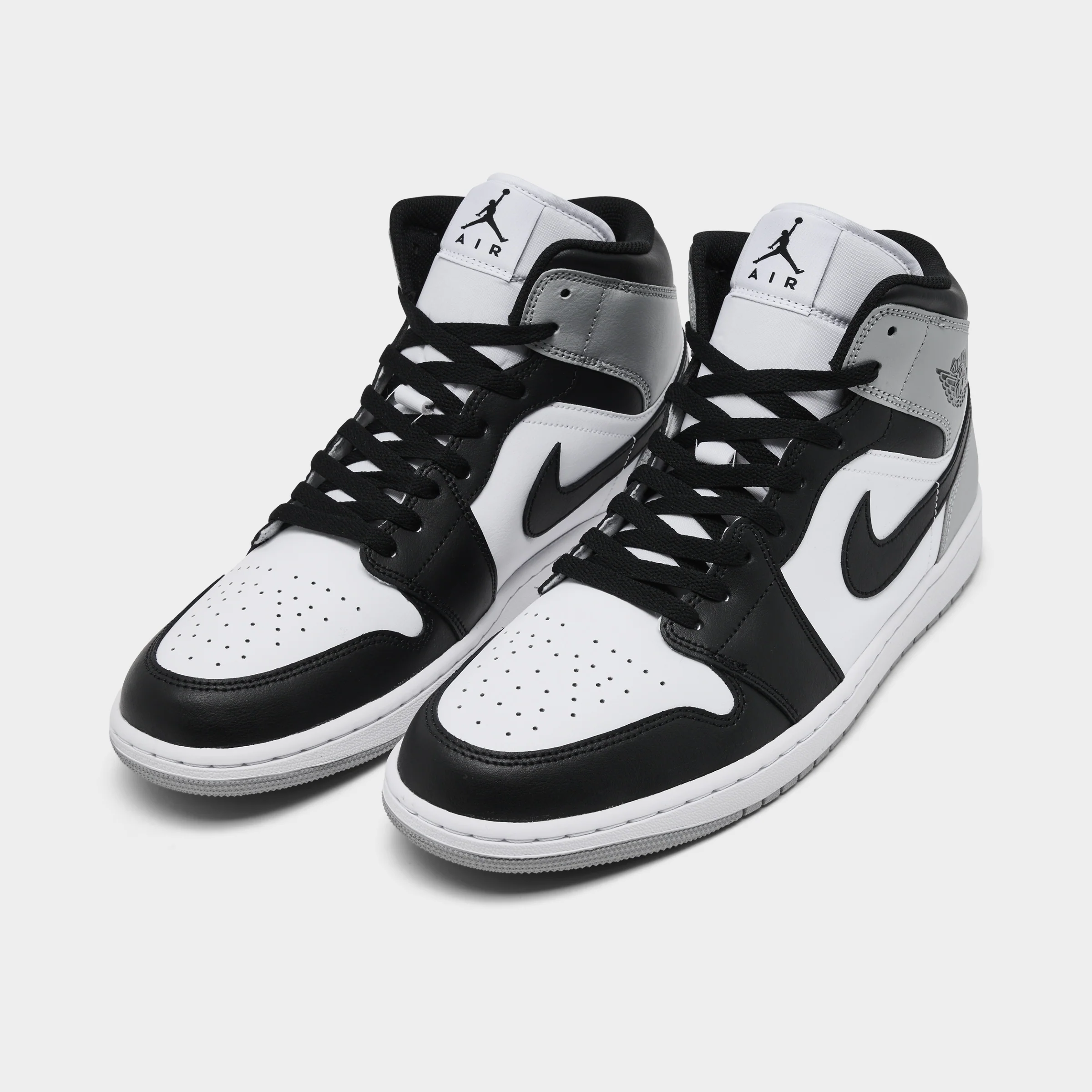 Jordan 1 Mid White / Black - Light Smoke Grey