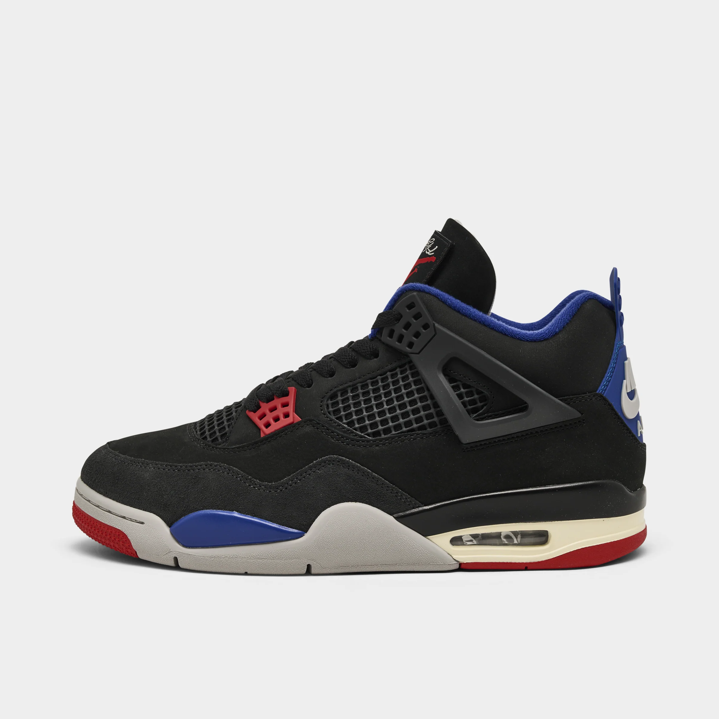 Jordan 4 Retro Black / Fire Red - Deep Royal Blue