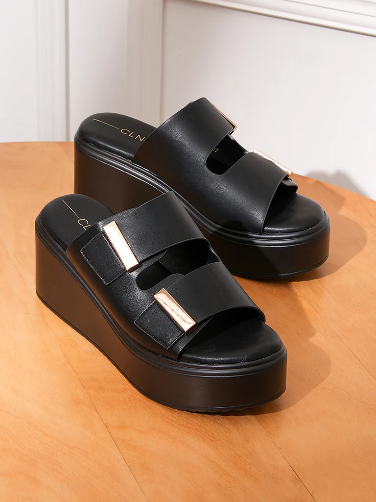 Aubergine Wedge Slides