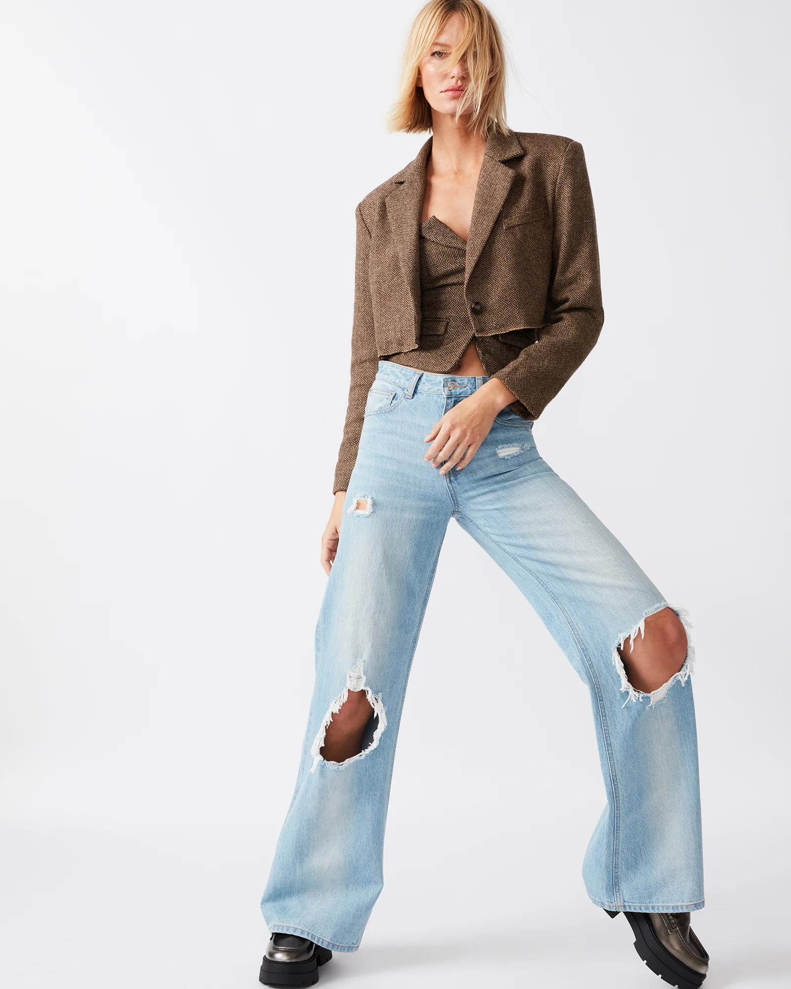 RUPI CROPPED BLAZER BROWN