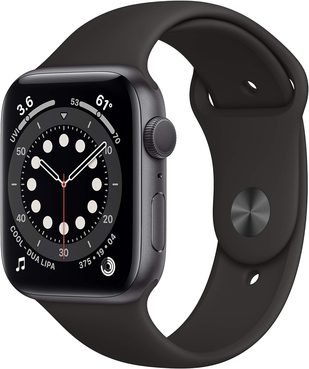 Apple Watch Series 6 (GPS, 44 mm) – Funda de aluminio gris espacial con correa deportiva negra (Reacondicionado)