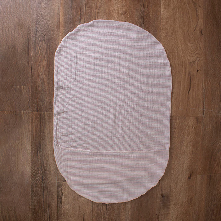 Funda Nido Muselina Rayita Rosa