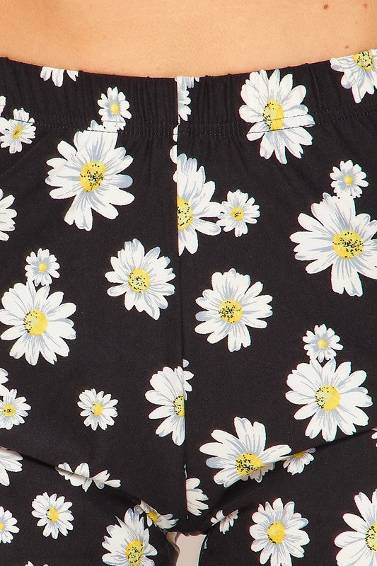 Daisy Floral Hem Stripped Brushed Shorts