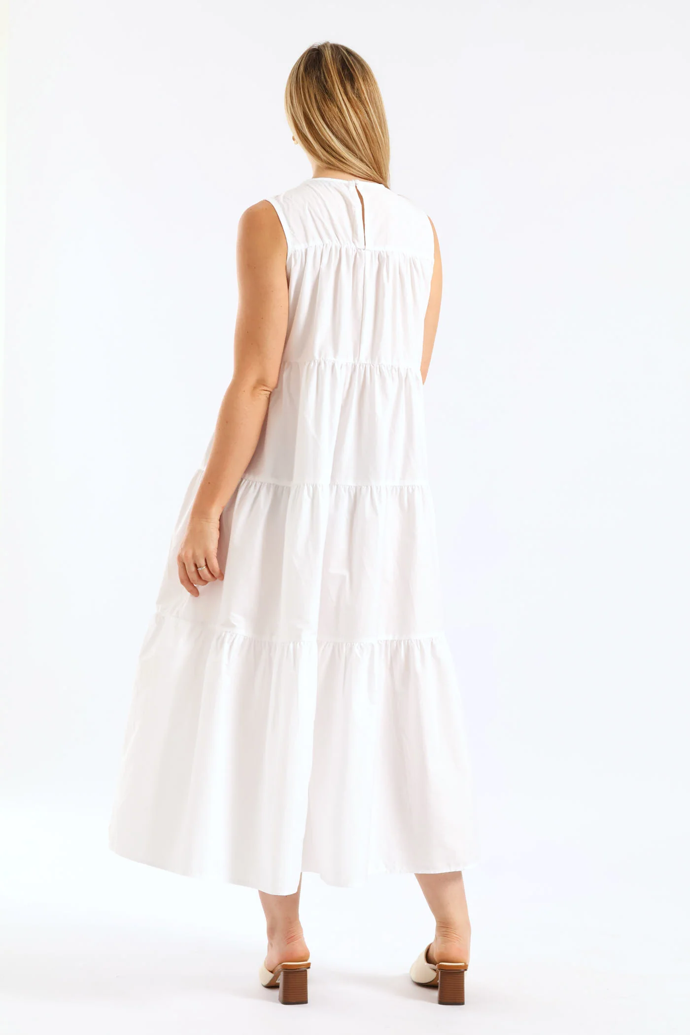Tiered Volume Maxi Dress - White
