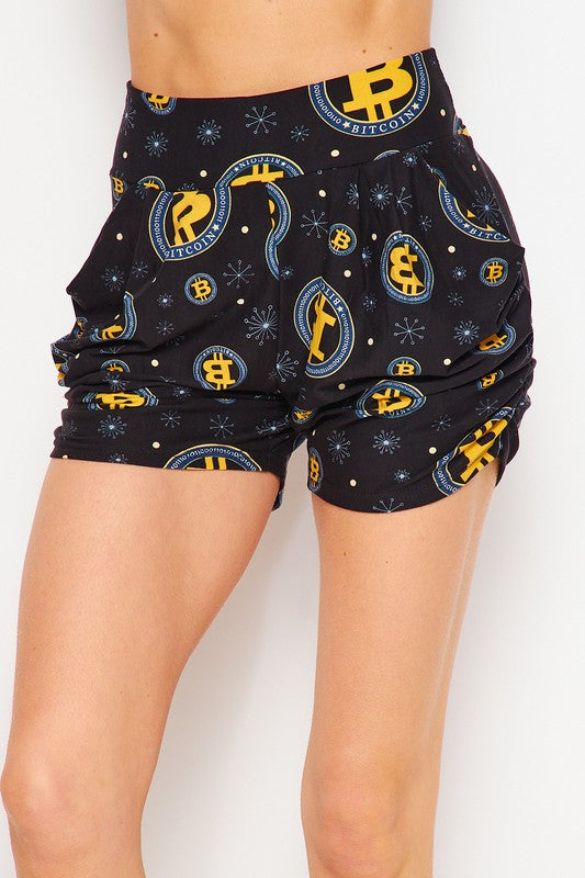 Crypto Printed Harem Short with Pockets