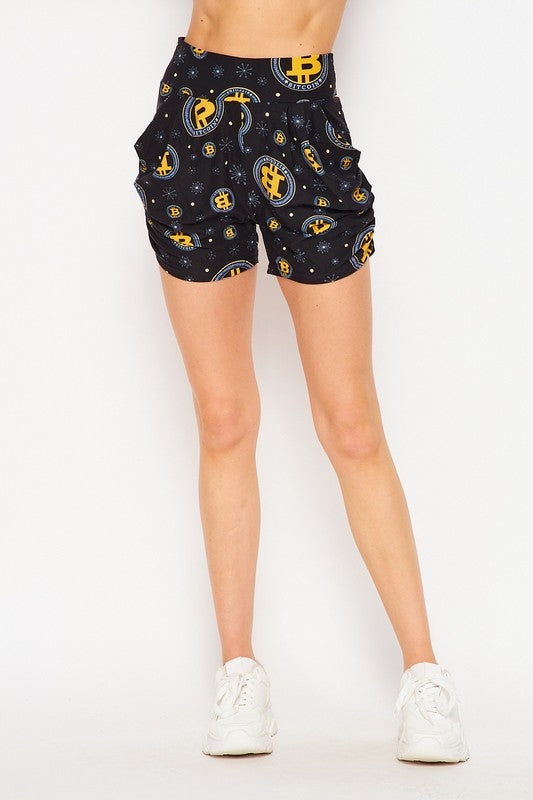 Crypto Printed Harem Short with Pockets