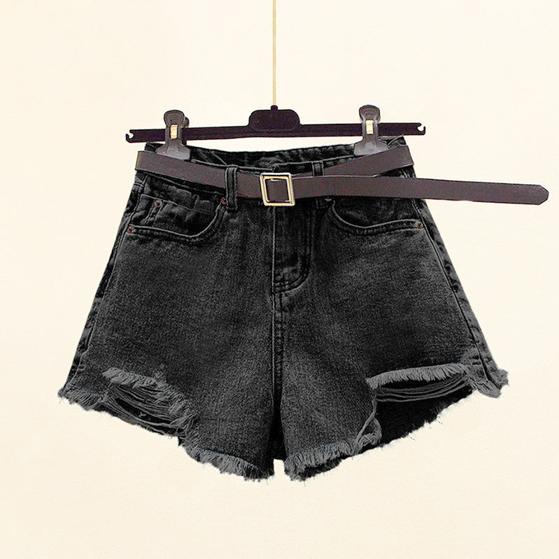 Shredded Denim Shorts