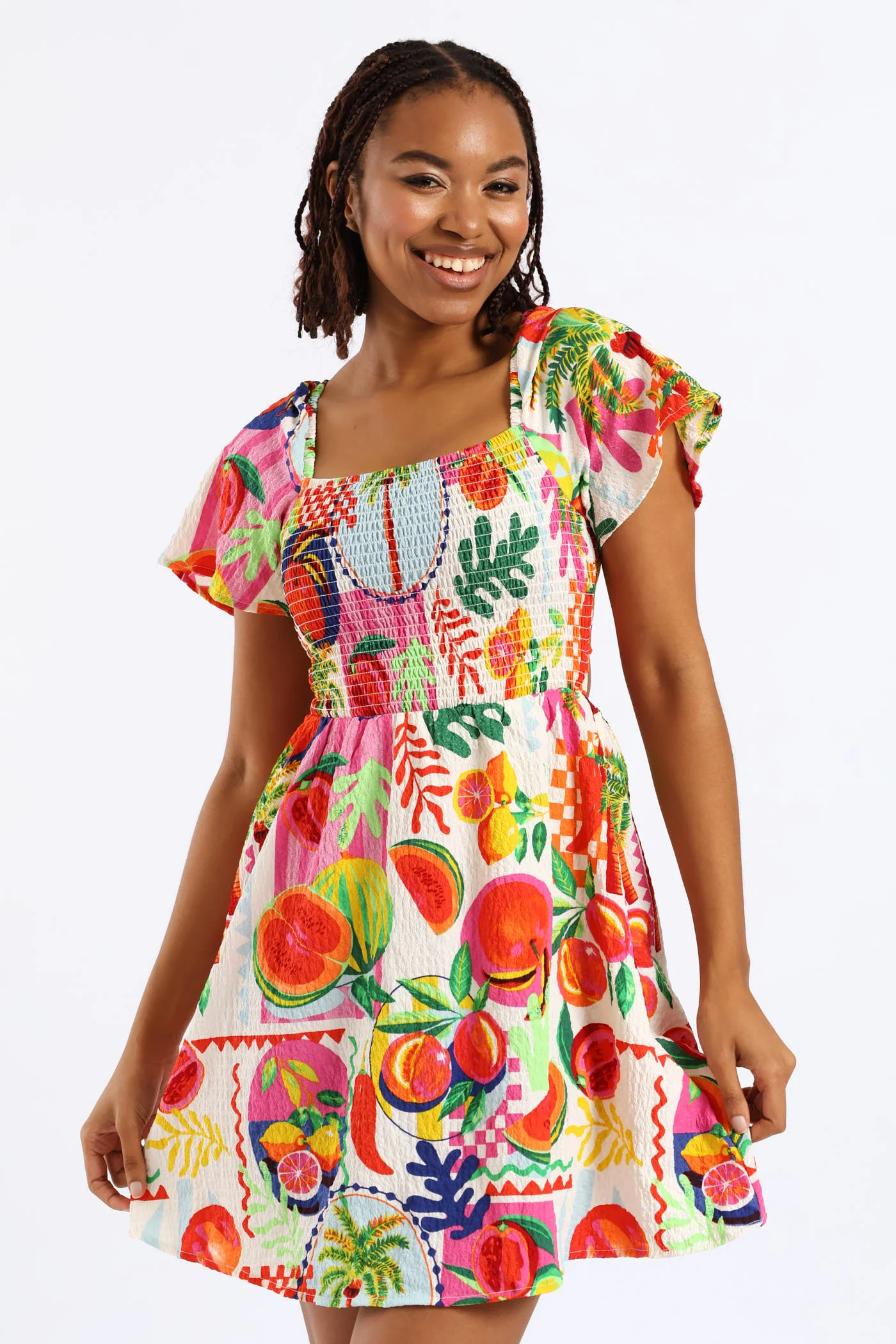 Tropical Smock Mini Dress - Multi