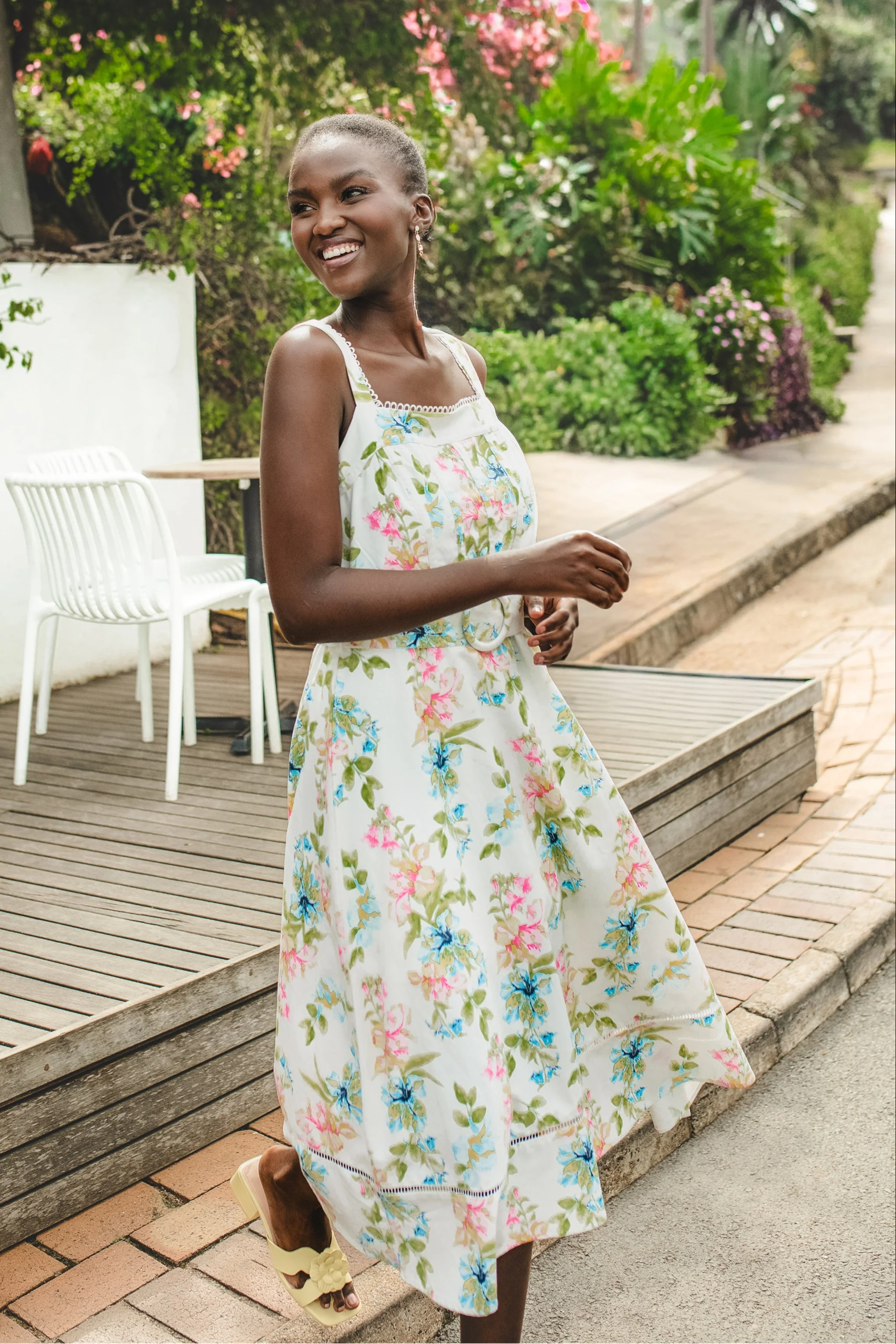 Sleeveless Corset Bodice Linen Midiaxi Dress - Multi